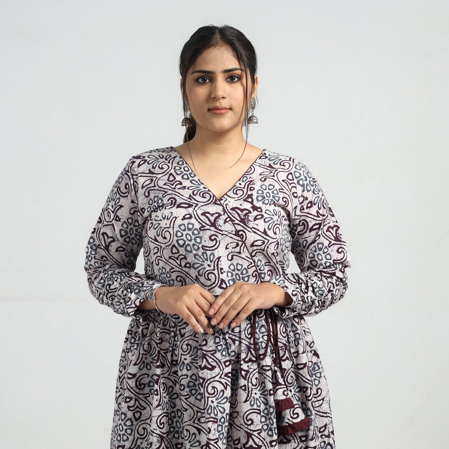 Buy Batik Printed Cotton Angrakha Flared Dress Online at iTokri.com