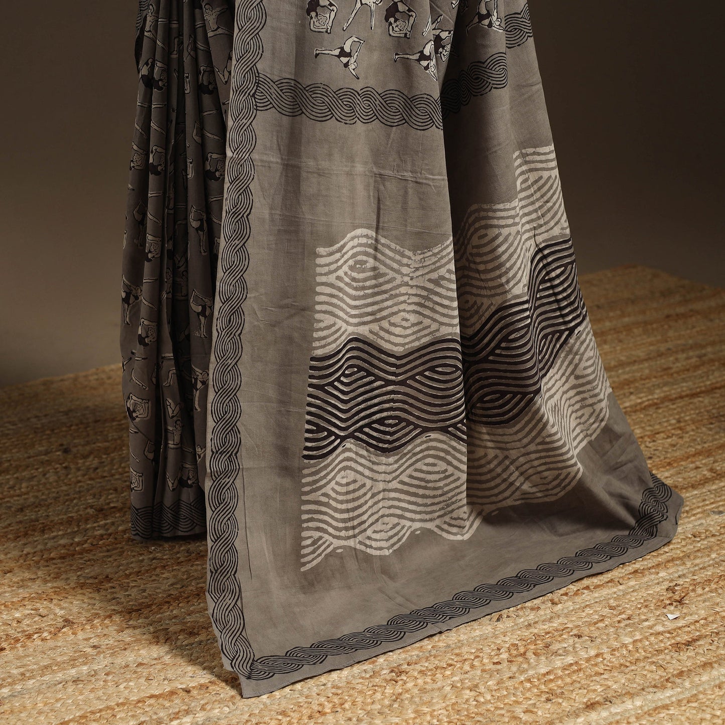 Grey - bindaas art natural dyed cotton saree 06
