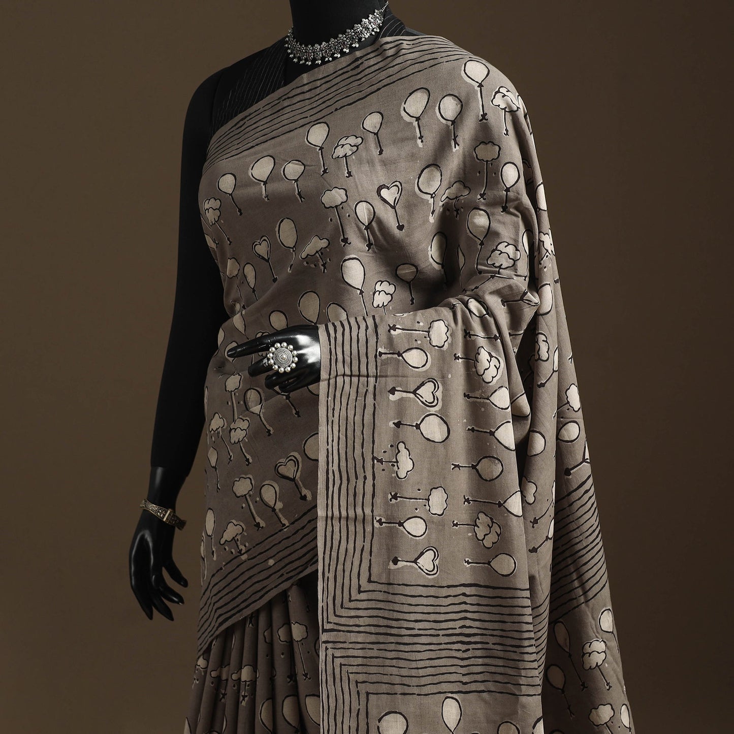 Grey - bindaas art natural dyed cotton saree 10