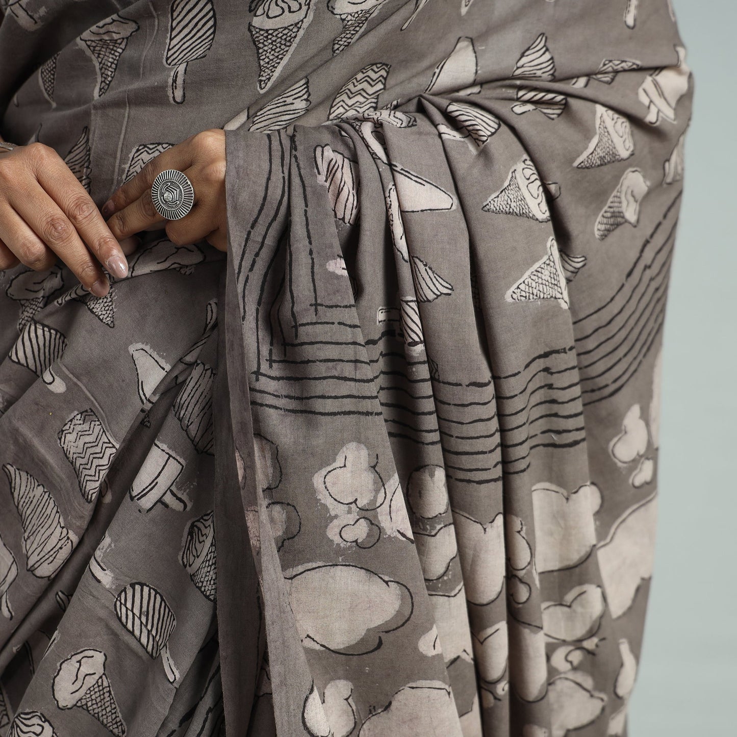 Bindaas Art Natural Dyed Cotton Block Print Saree
