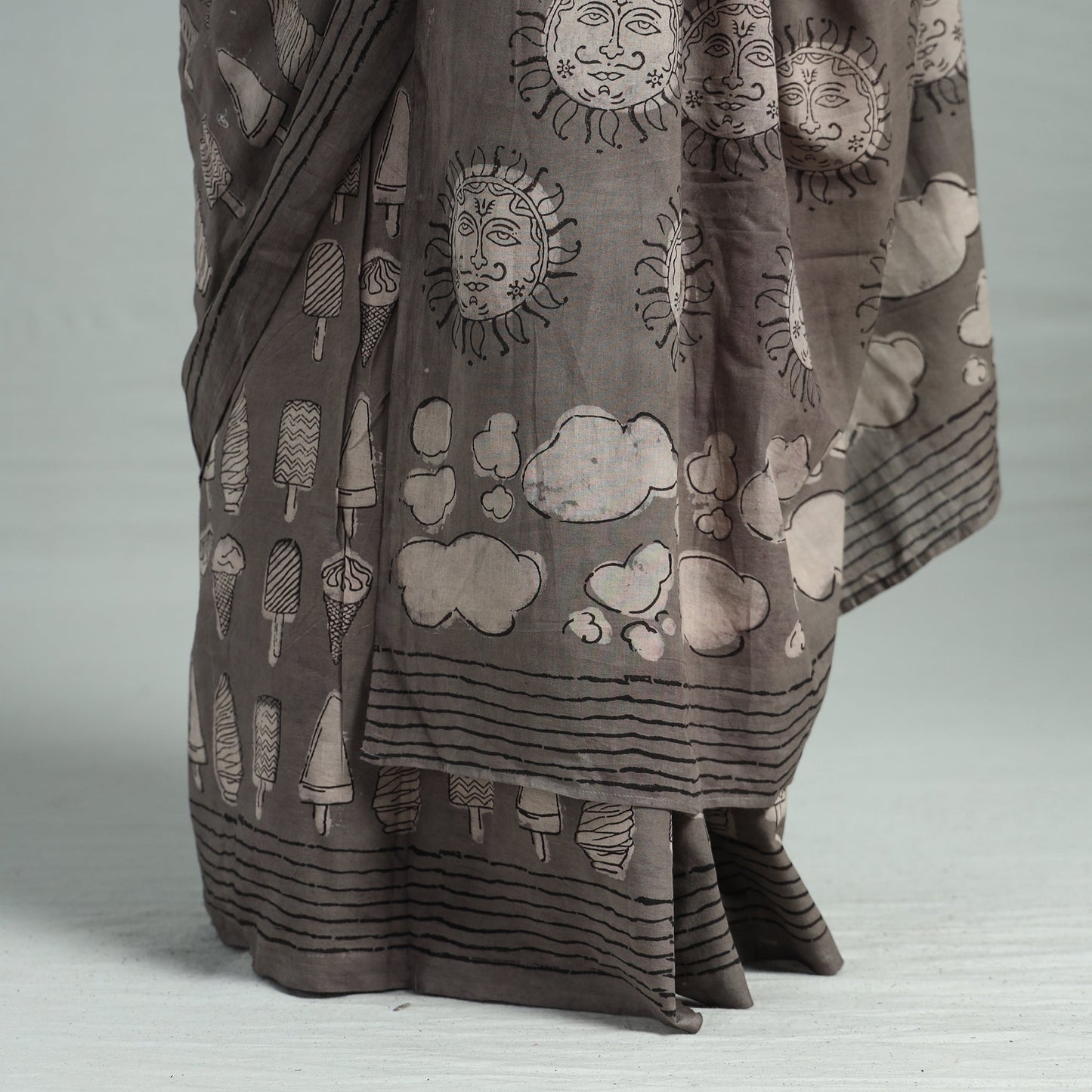 Bindaas Art Natural Dyed Cotton Block Print Saree