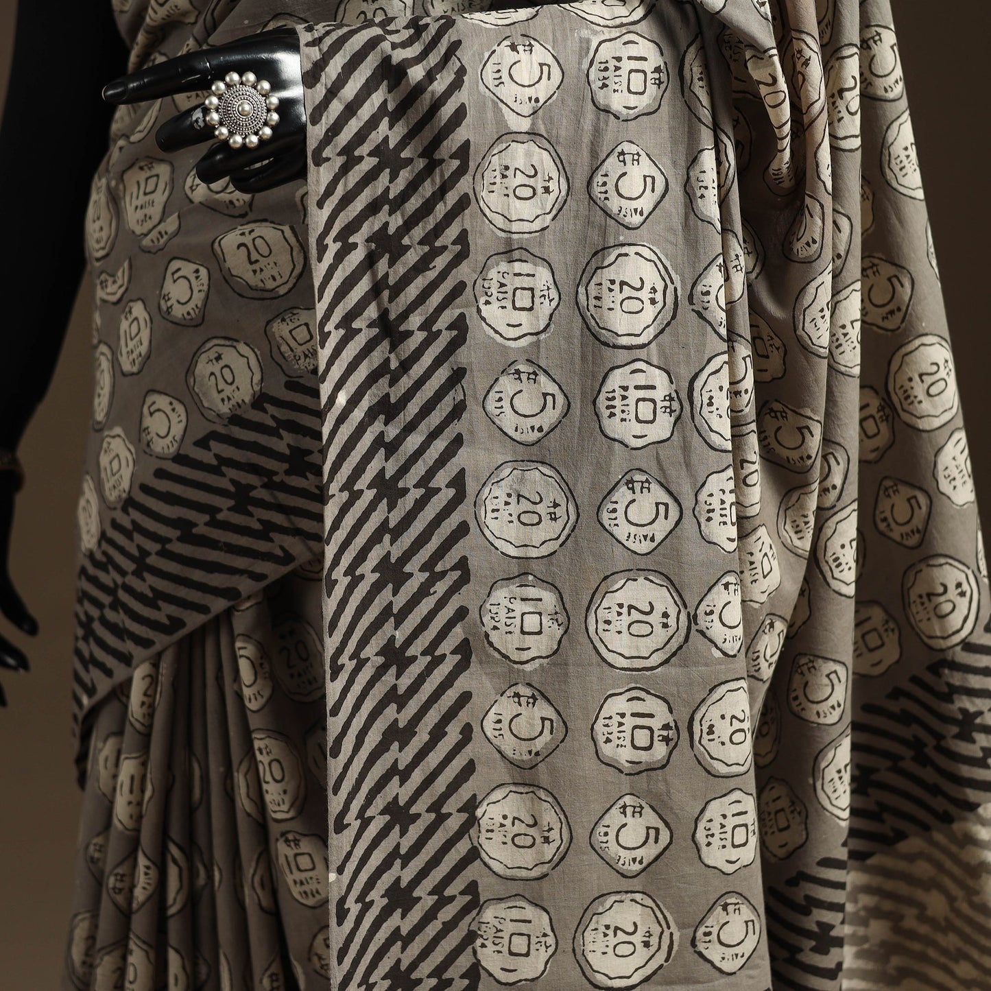 Grey - bindaas art natural dyed cotton saree 17
