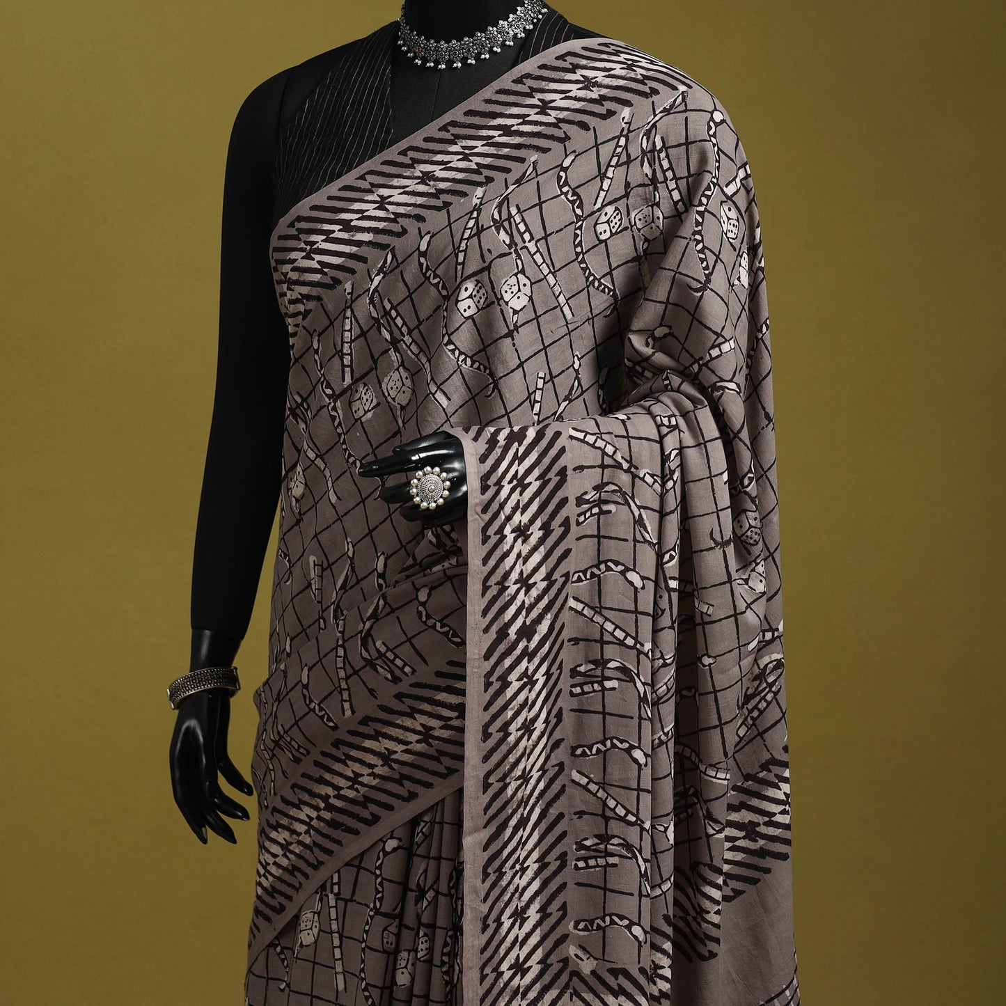 Grey - bindaas art natural dyed cotton saree 24