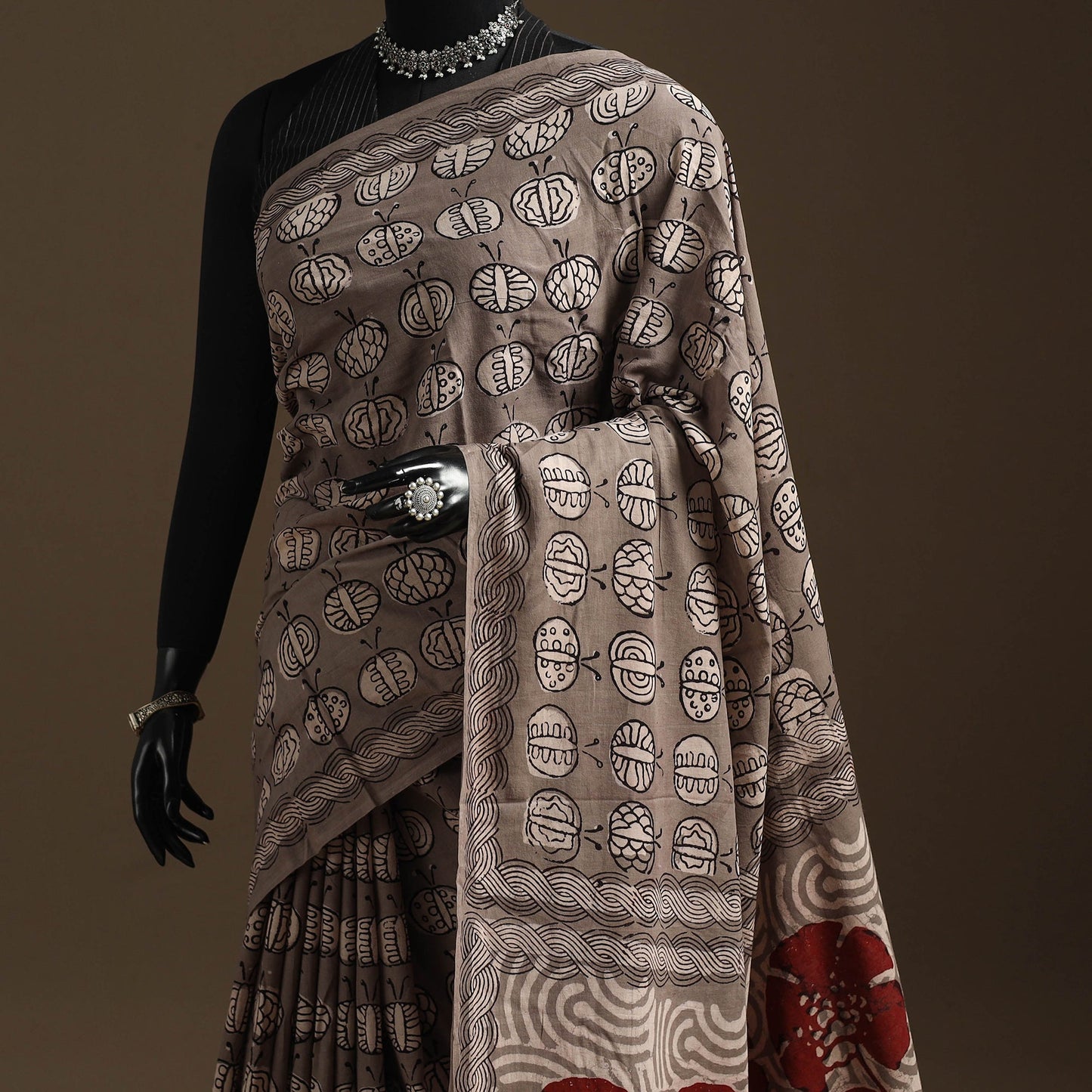 Grey - bindaas art natural dyed cotton saree 33