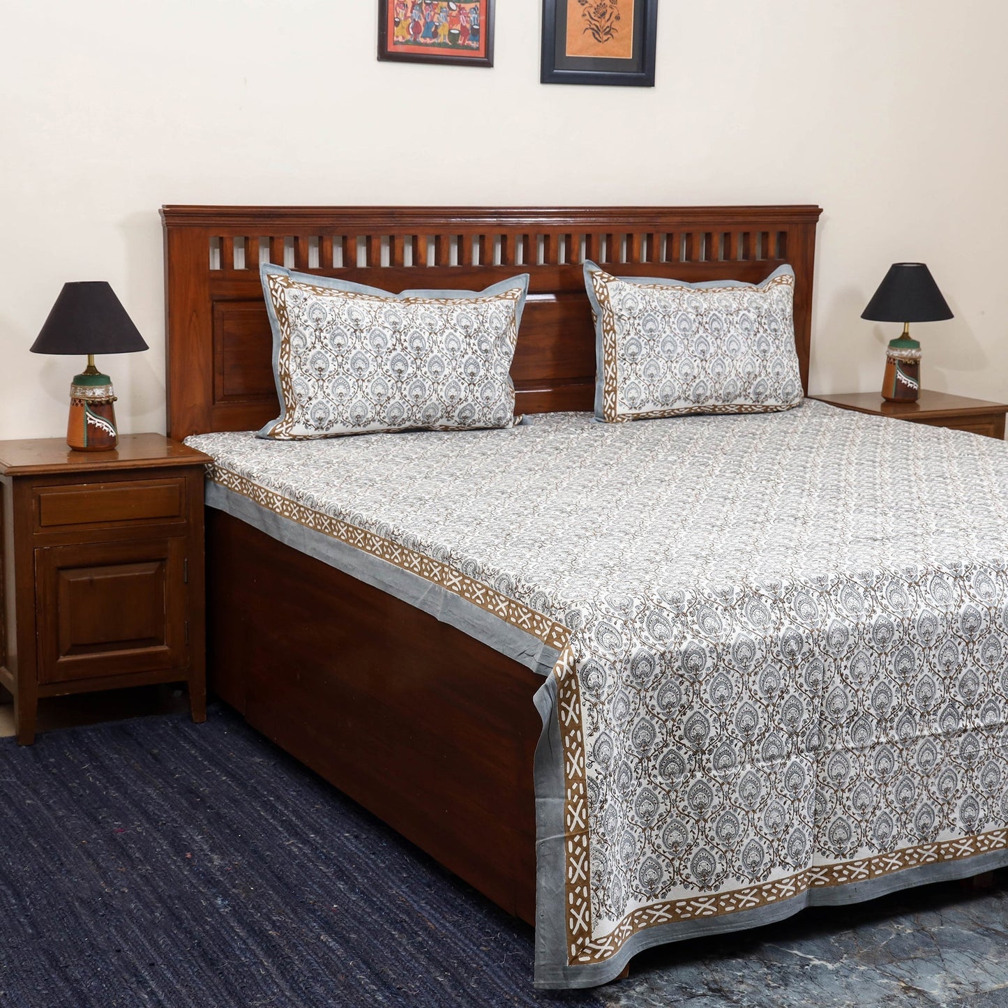 Cotton double sanganeri bed sheet set (108 x 90 in) 11