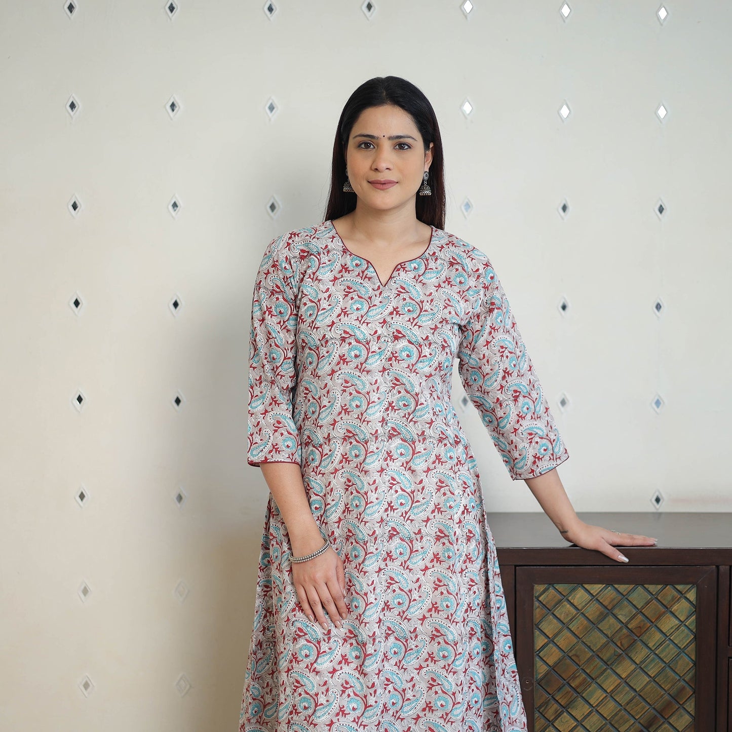Grey - cotton straight sanganeri kurta 10 - handcrafted