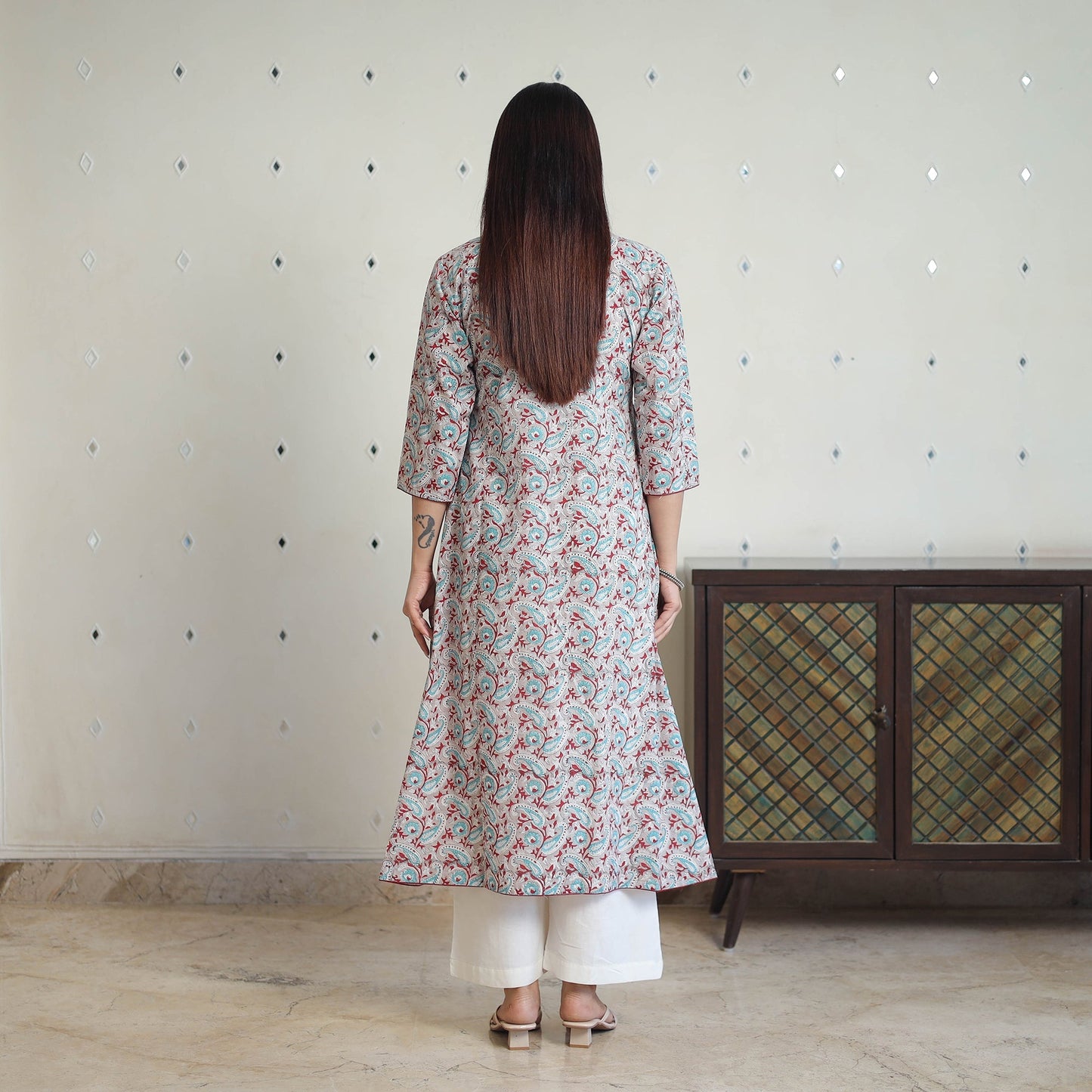 Grey - cotton straight sanganeri kurta 10 - handcrafted