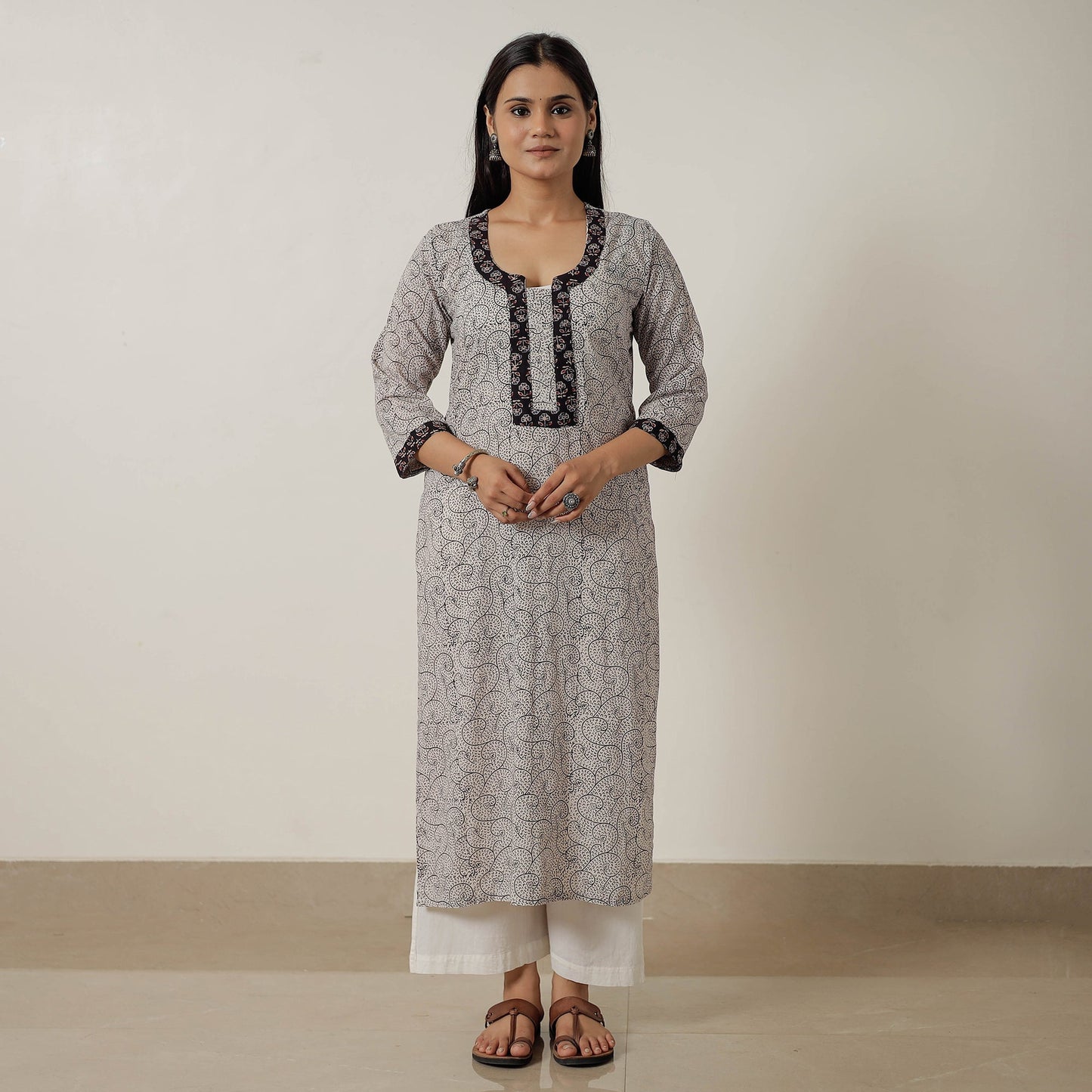 Block Print Mul Cotton Straight Bagh Kurta For Women