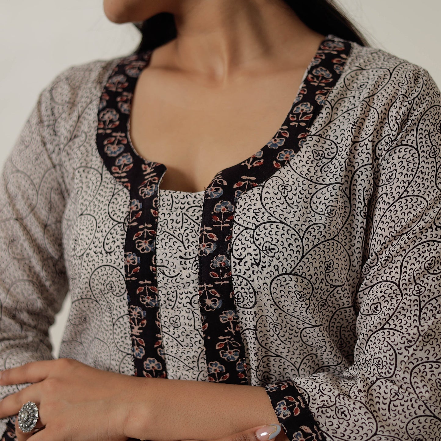 Block Print Mul Cotton Straight Bagh Kurta For Women