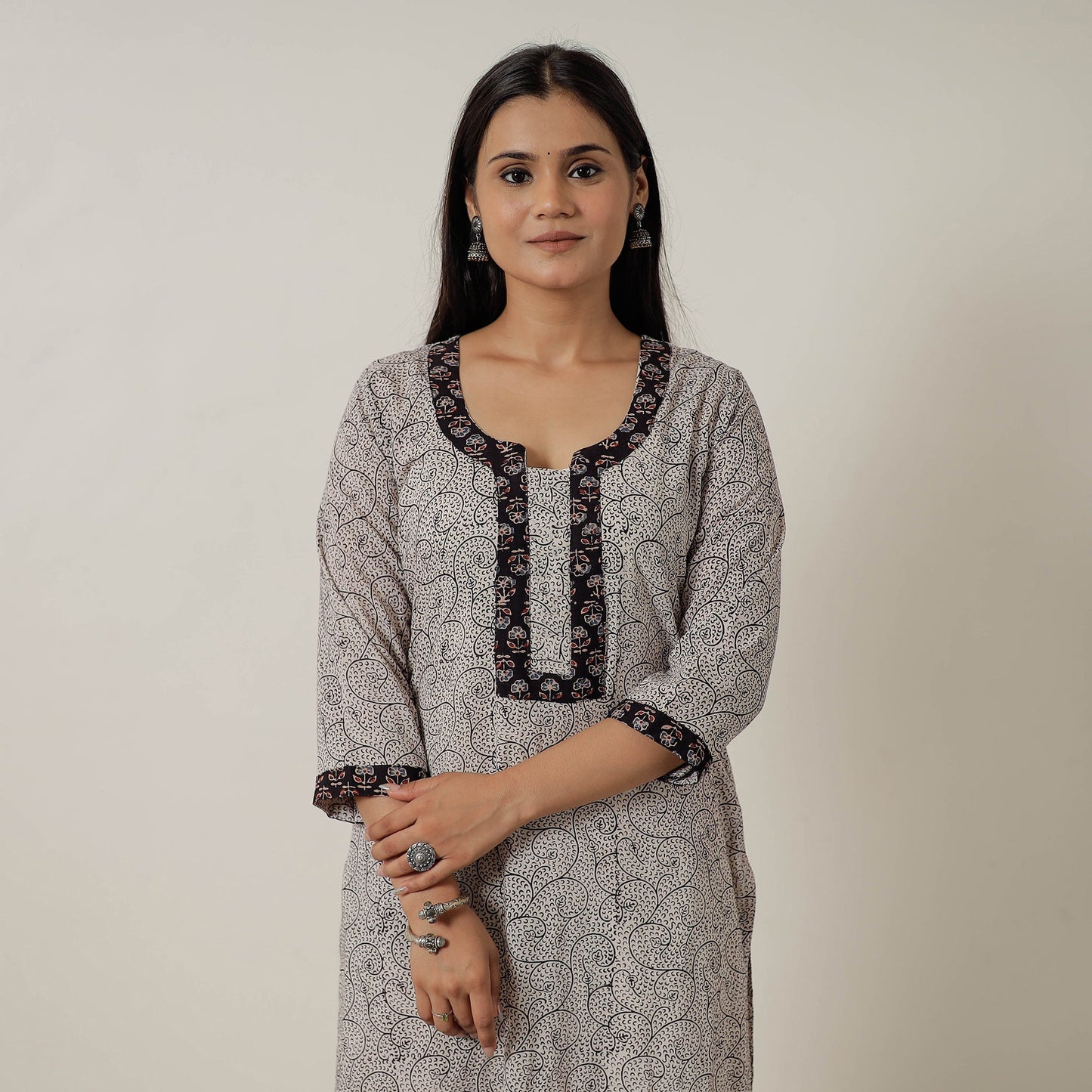 Block Print Mul Cotton Straight Bagh Kurta For Women