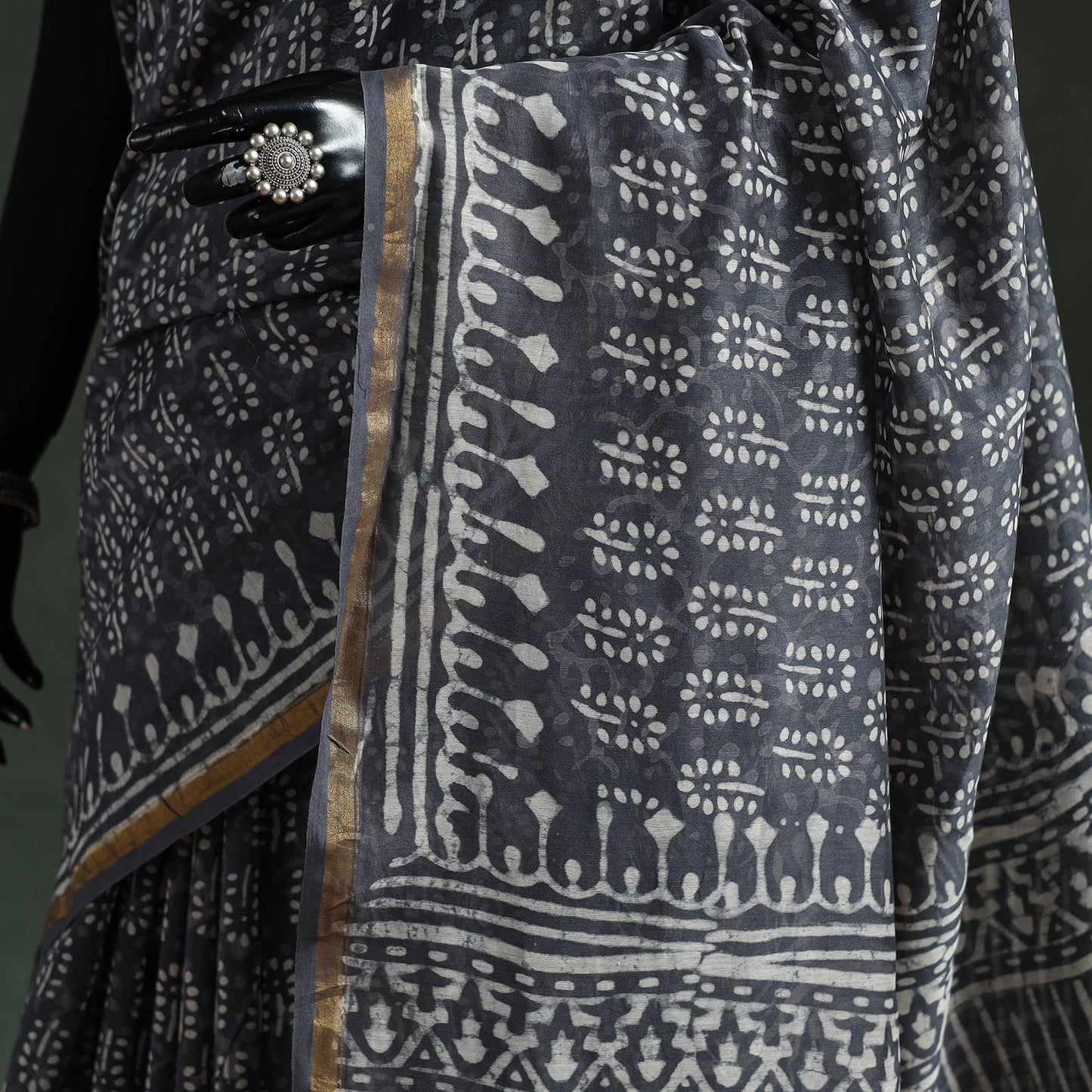 Chanderi silk hand block batik print saree 80 - handcrafted