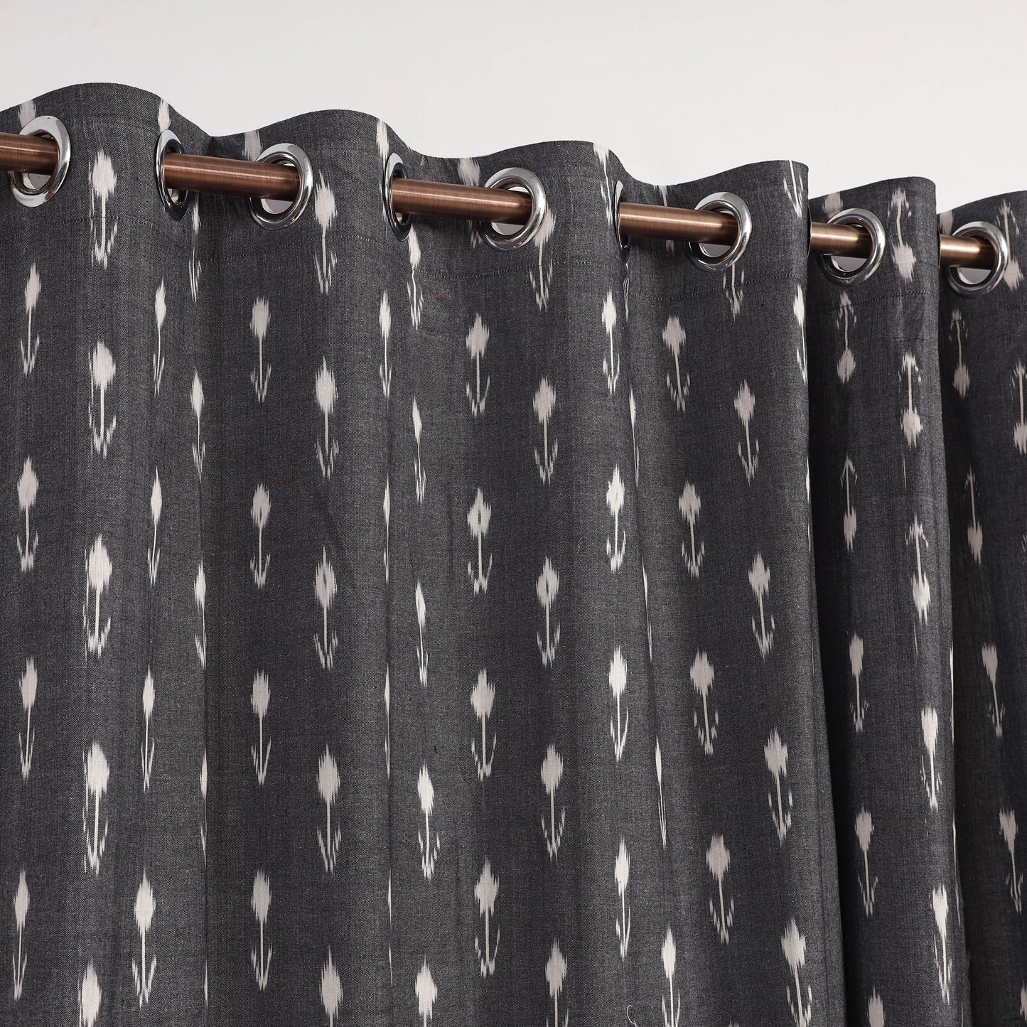 Grey - cotton door pochampally ikat curtain (7 x 3 feet)