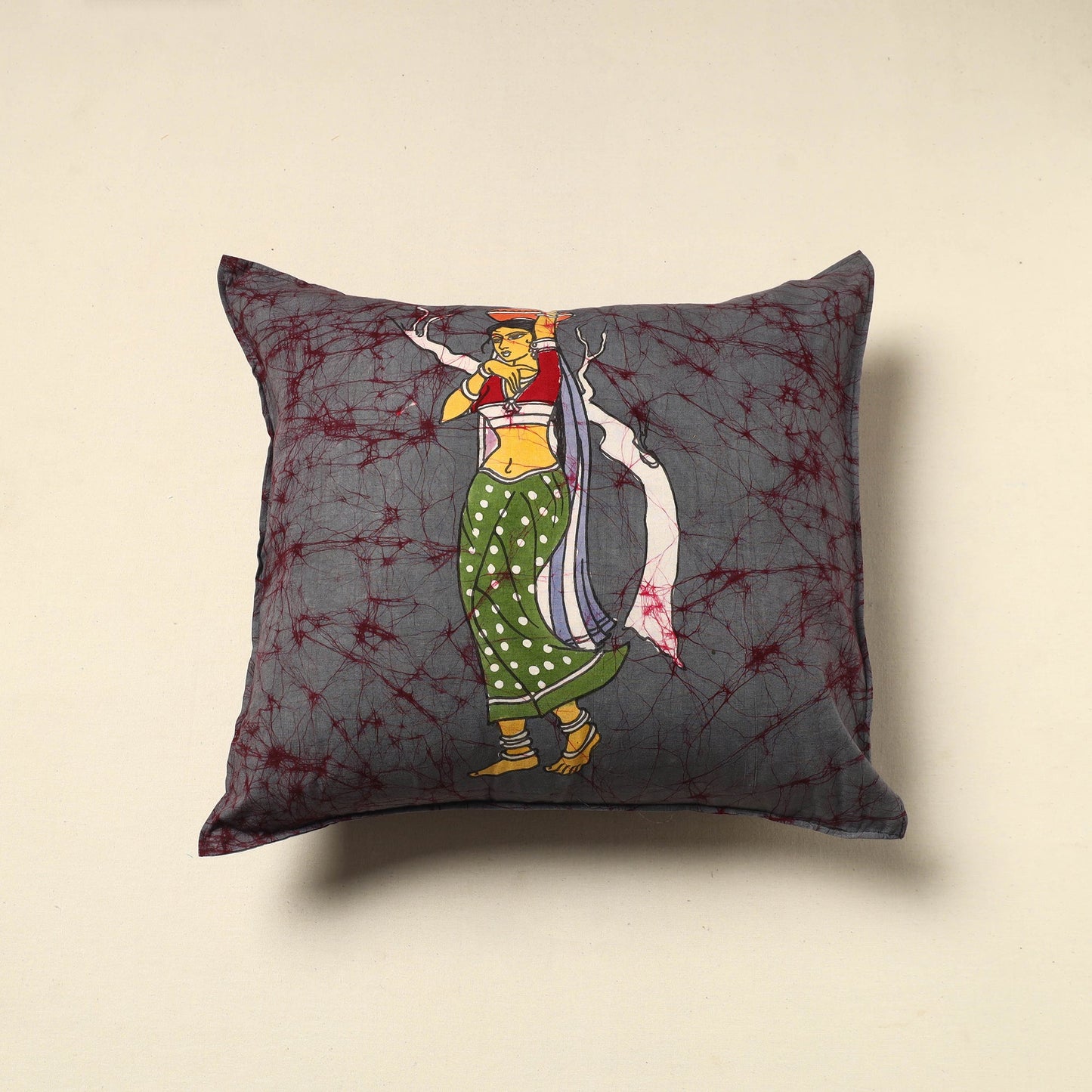 Grey - cotton hand batik cushion cover (18 x 18 in) 21