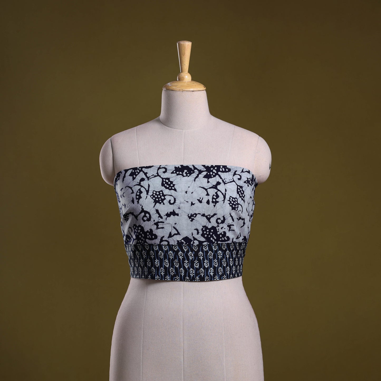 Cotton hand block batik print blouse piece 63 - handcrafted