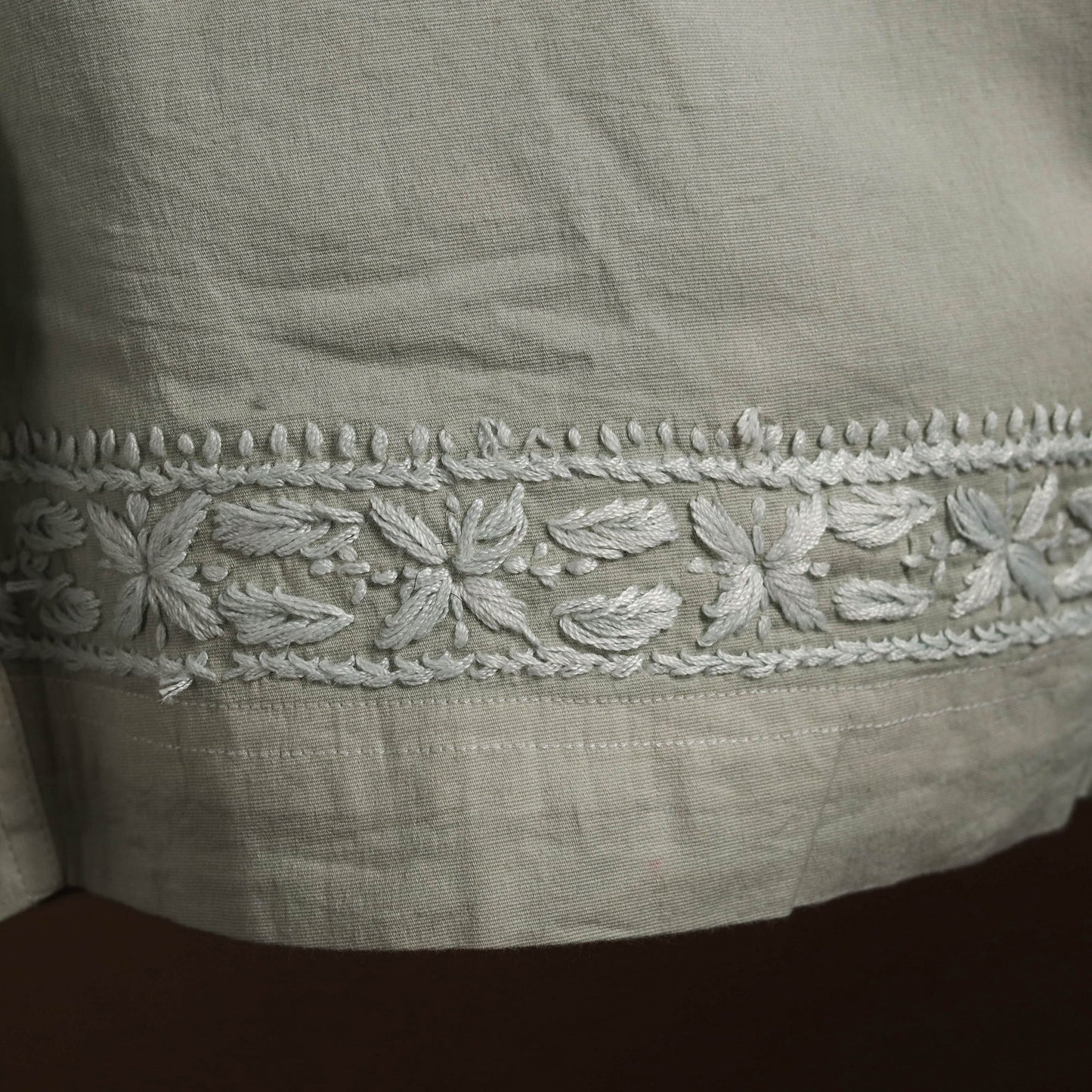 Buy Grey Cotton Hand Embroidery Chikankari Short