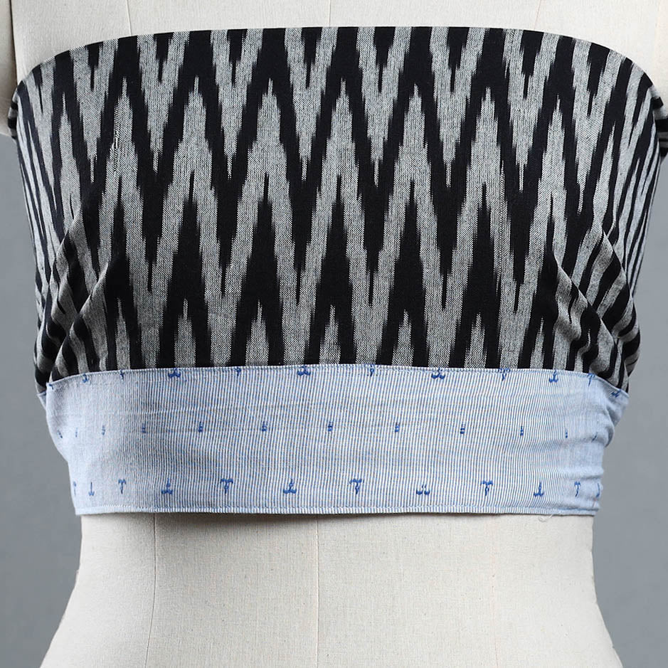 Grey - cotton pochampally ikat blouse piece 28 - handcrafted