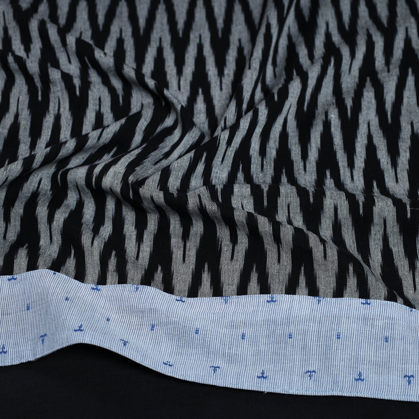 Grey - cotton pochampally ikat blouse piece 28 - handcrafted