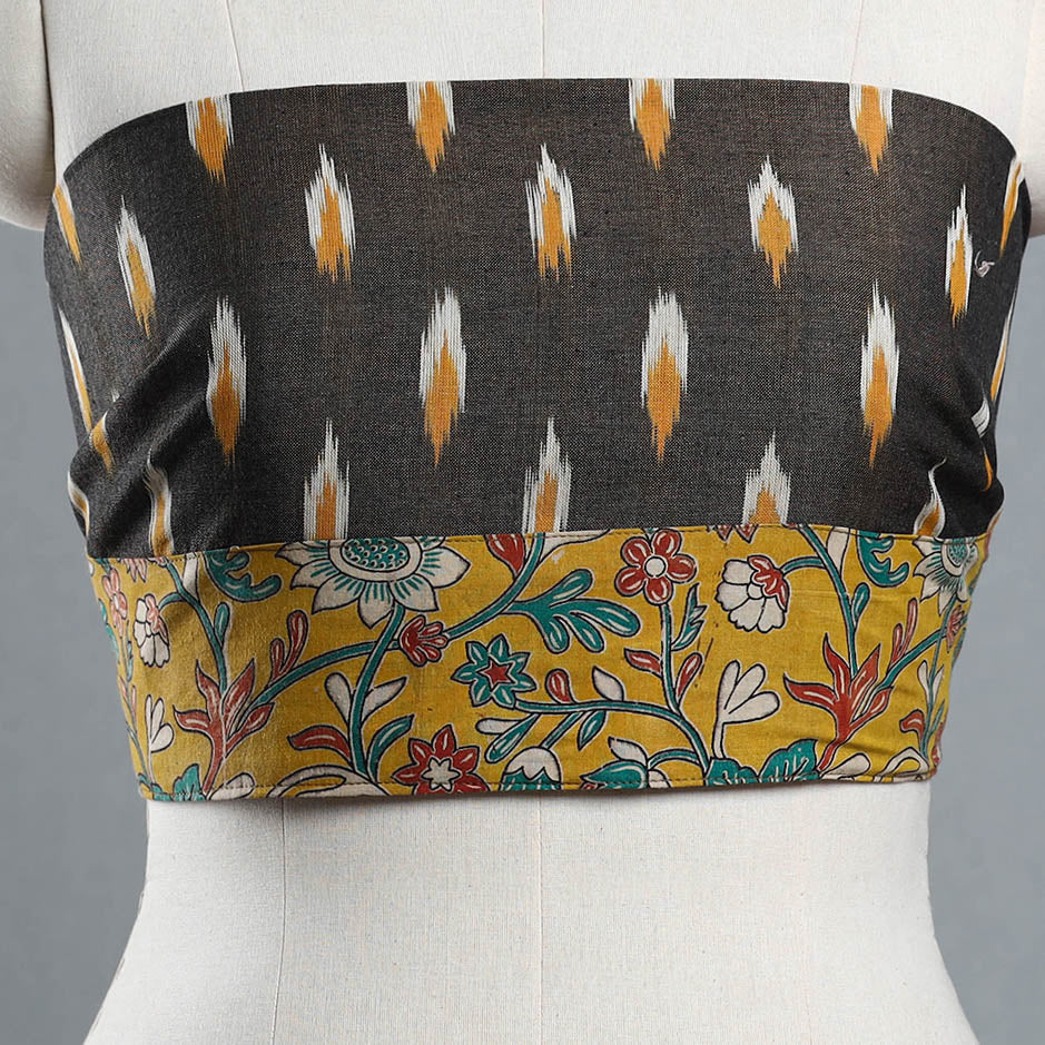 Grey - cotton pochampally ikat blouse piece 58 - handcrafted