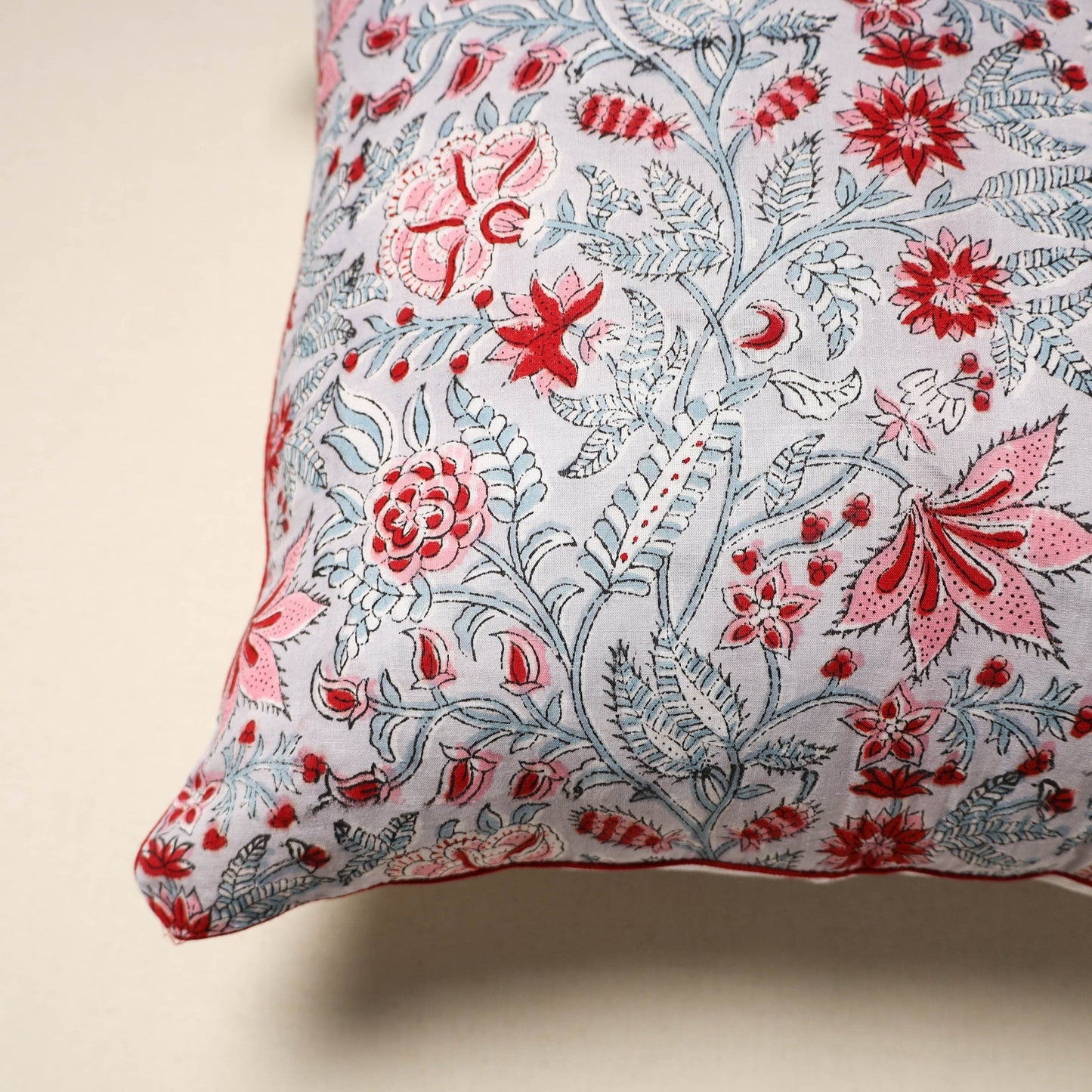Cotton sanganeri cushion cover 38 - handcrafted