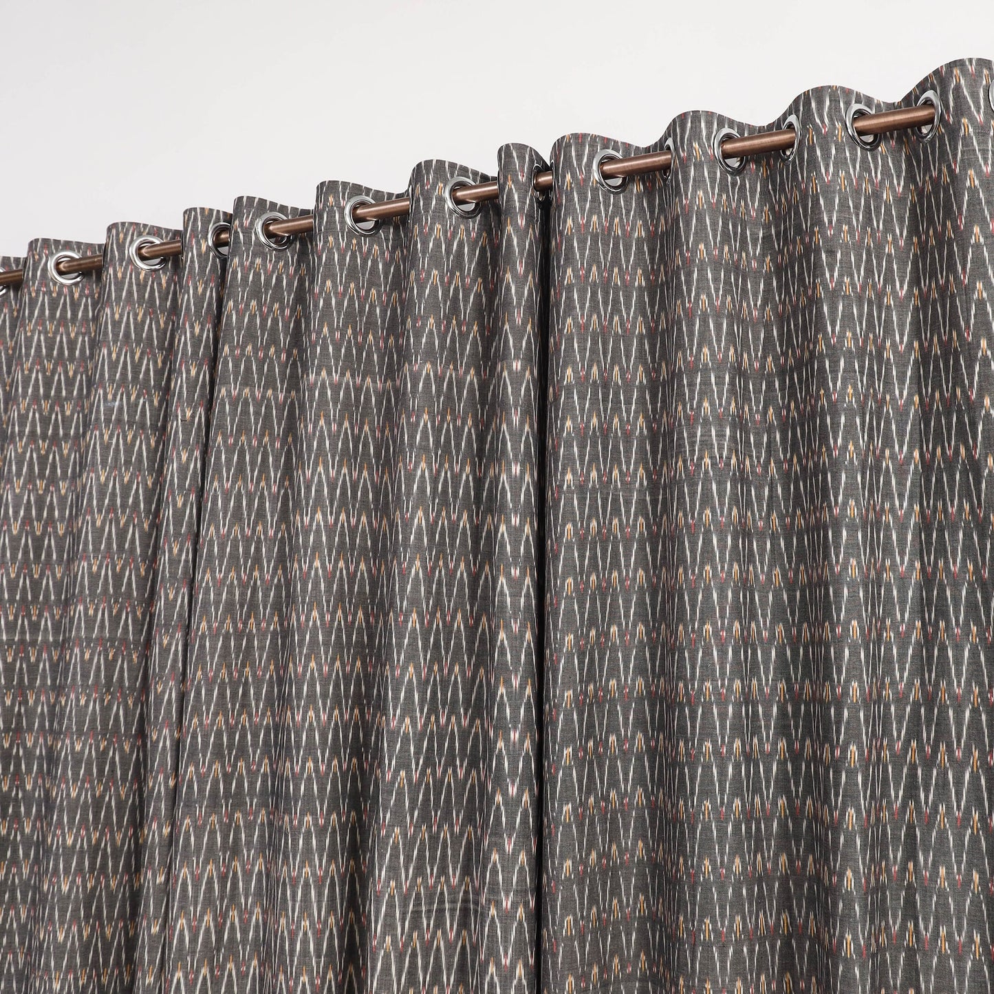 Grey - cotton window pochampally ikat curtain (5 x 3 feet)