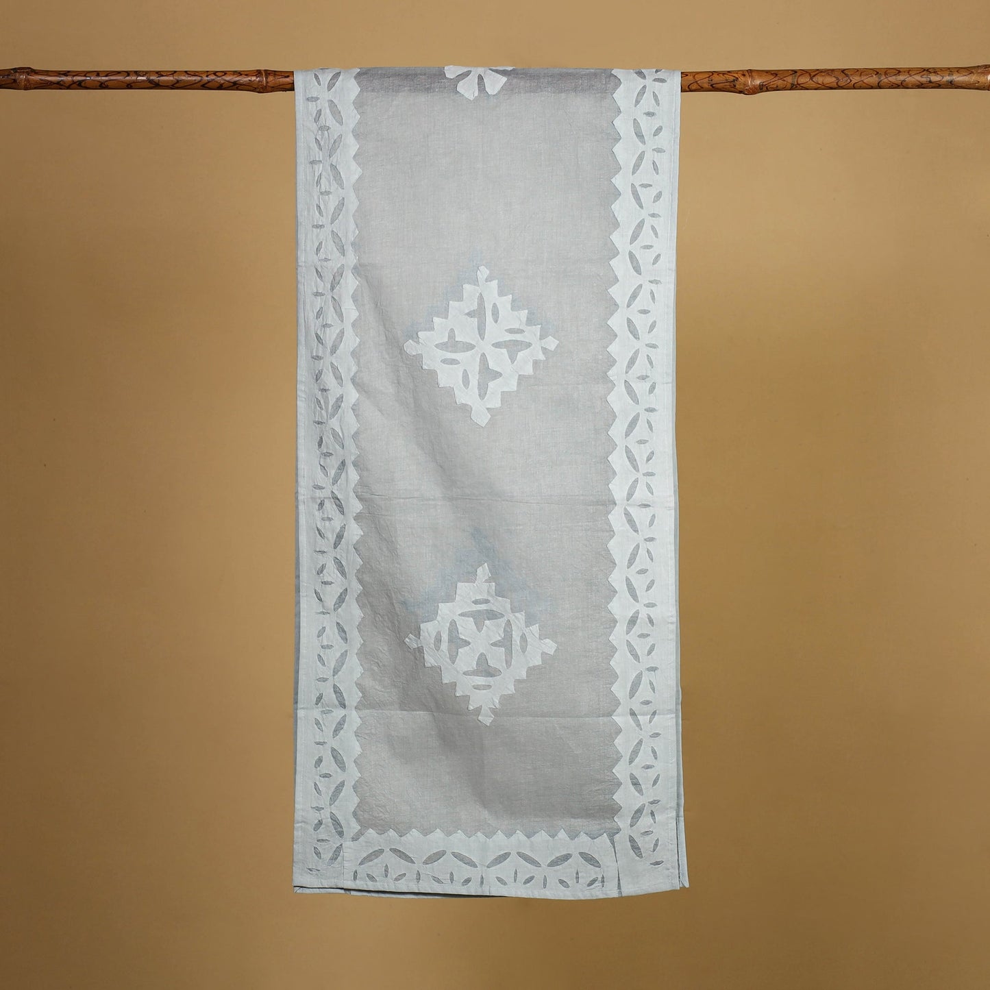 Cut Work Cotton Grey Barmer Applique Stole