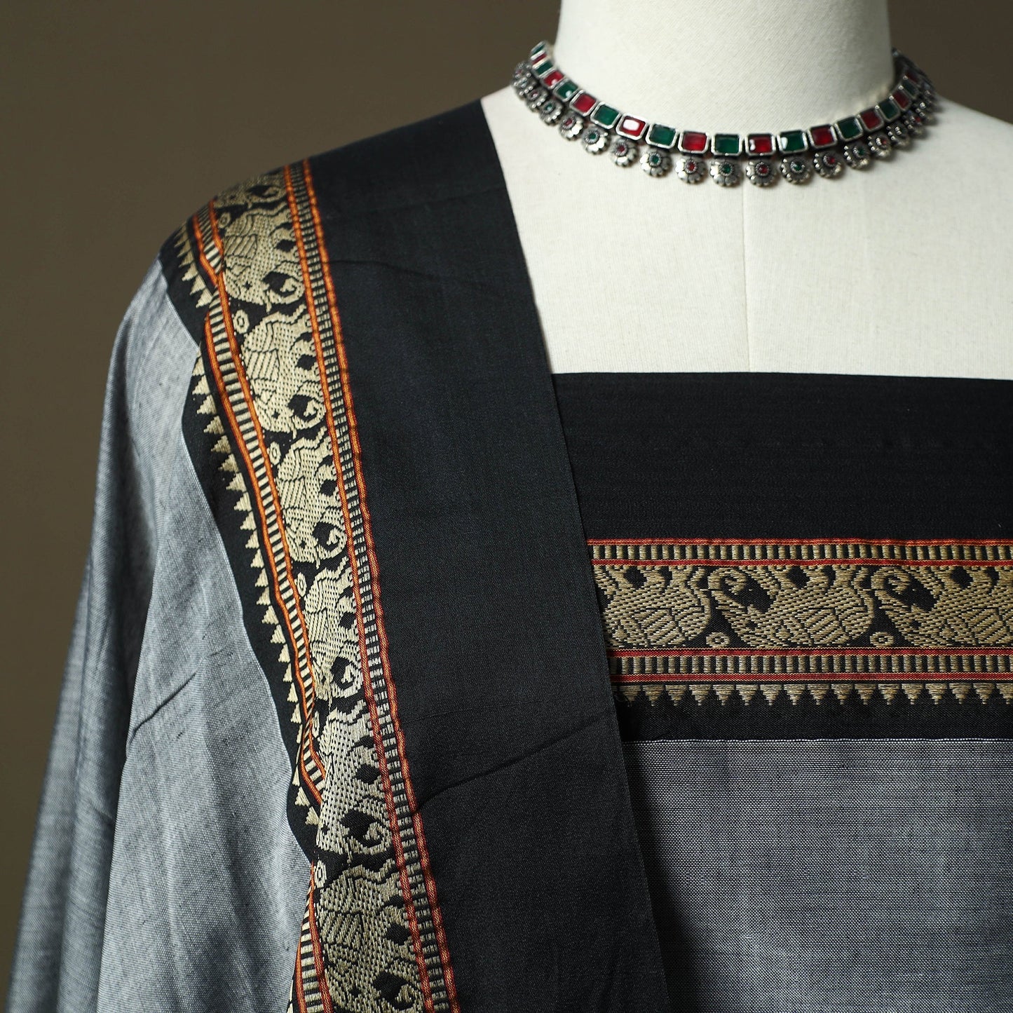 Dharwad cotton 3pc unstitched dress material with border 16