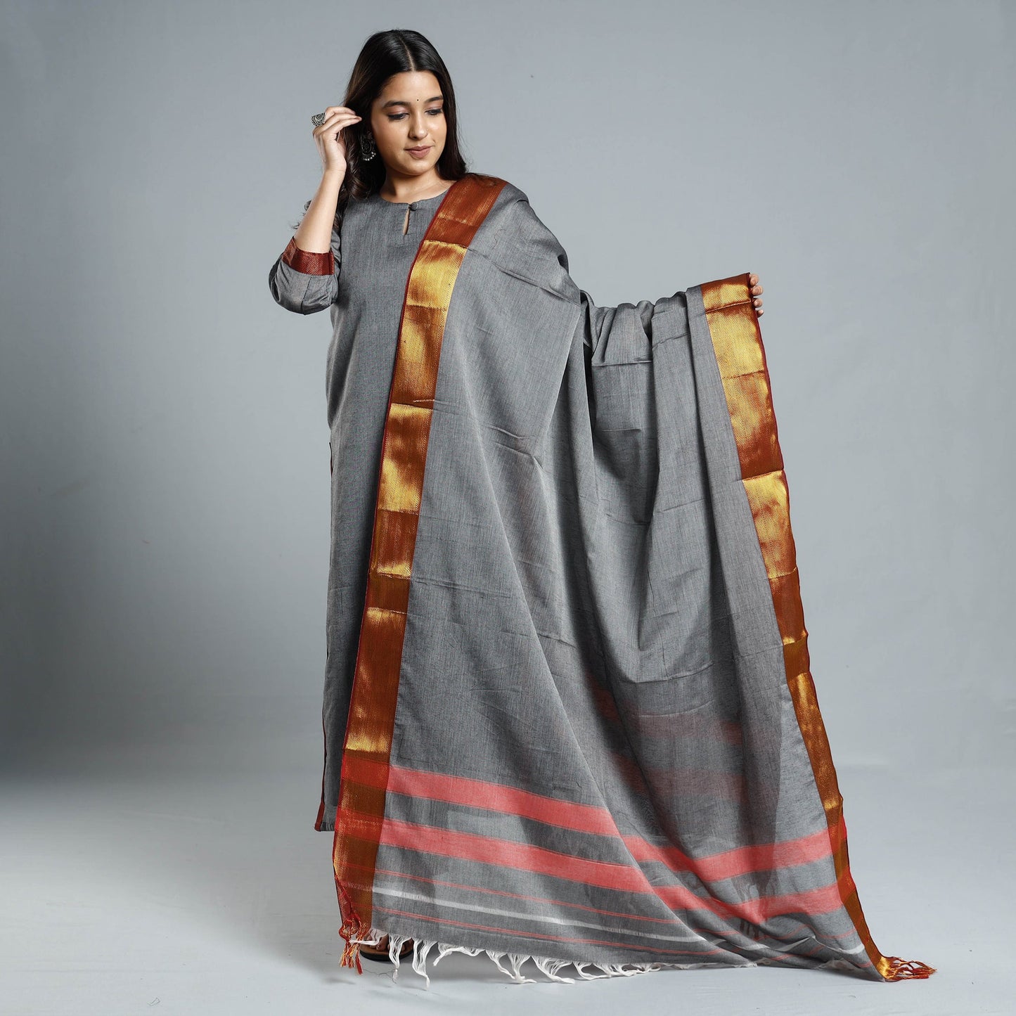 Dharwad Cotton Kurta with Palazzo & Dupatta Set