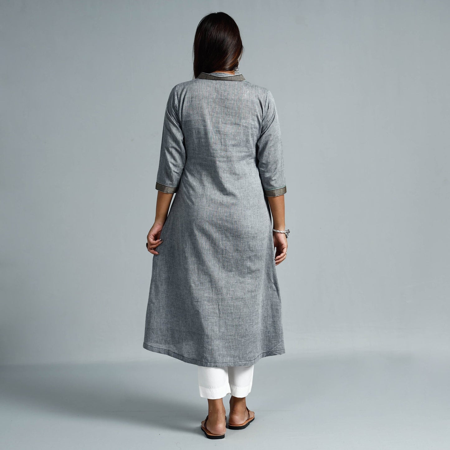 Grey - Dharwad Cotton A-Line Long Kurta