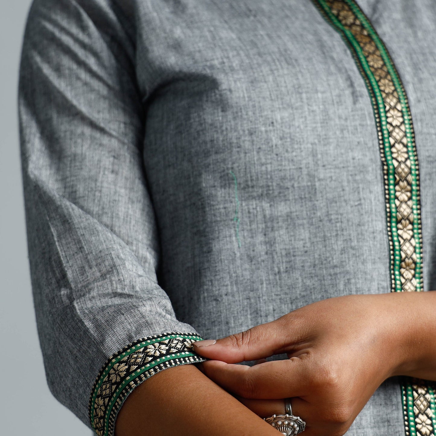Grey - Dharwad Cotton Long A-Line Kurta