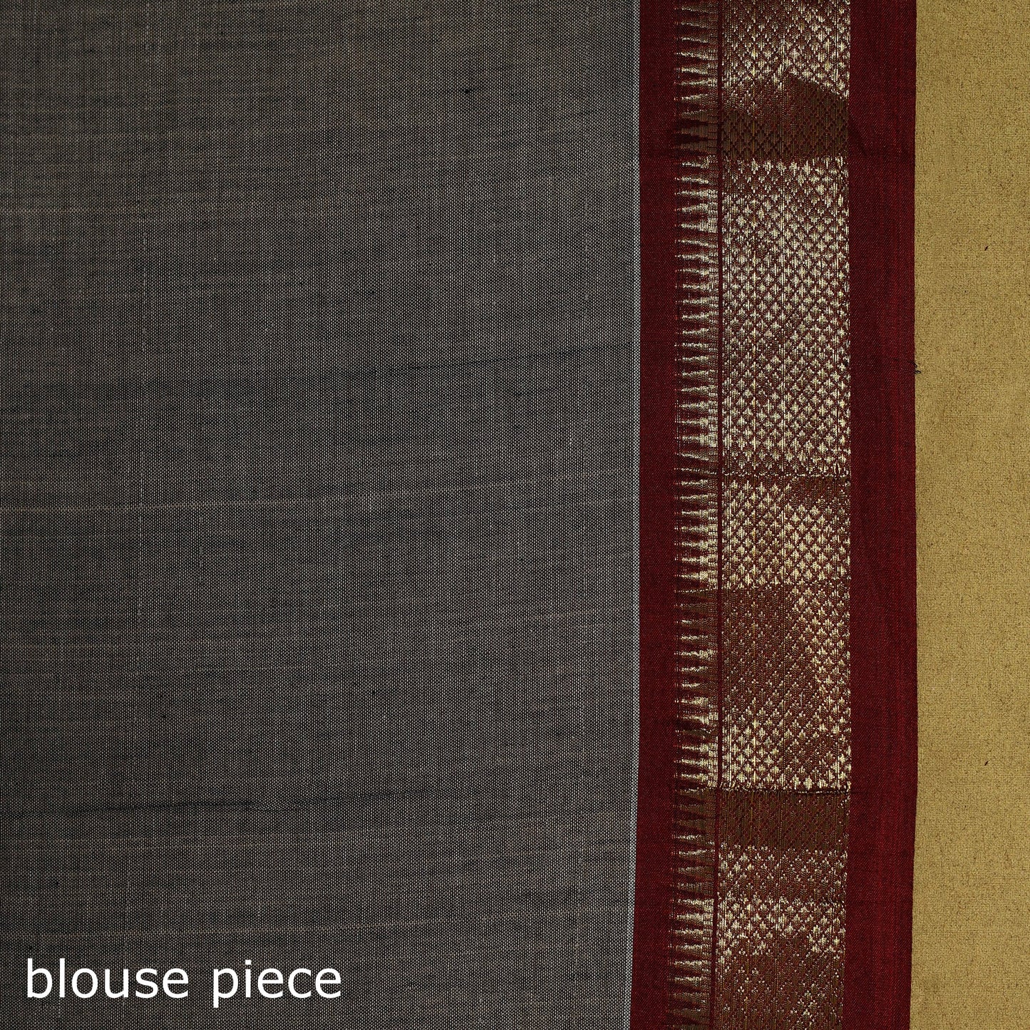 Grey - dharwad cotton saree with border 14 - handcrafted
