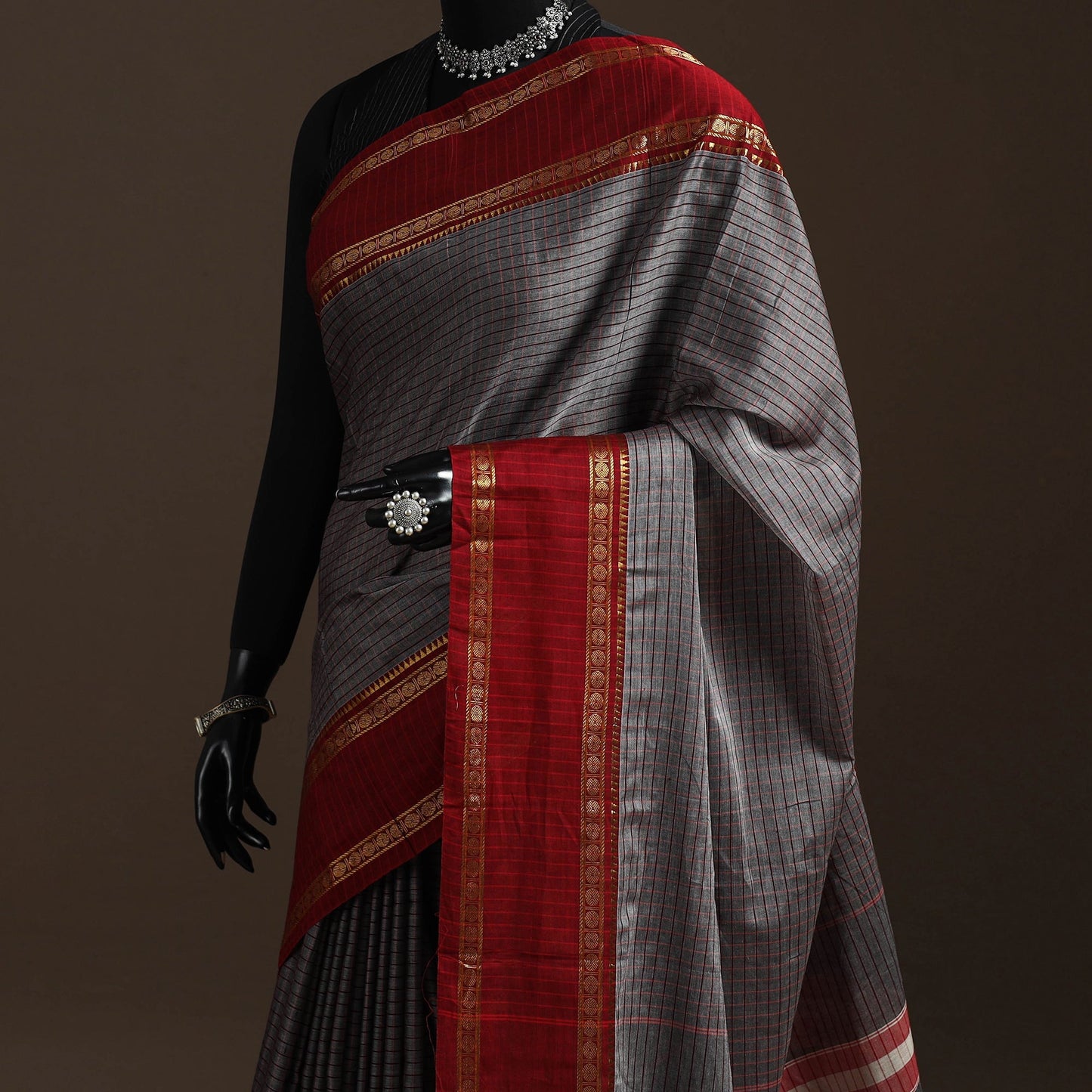Dharwad cotton saree with border 21 - handcrafted