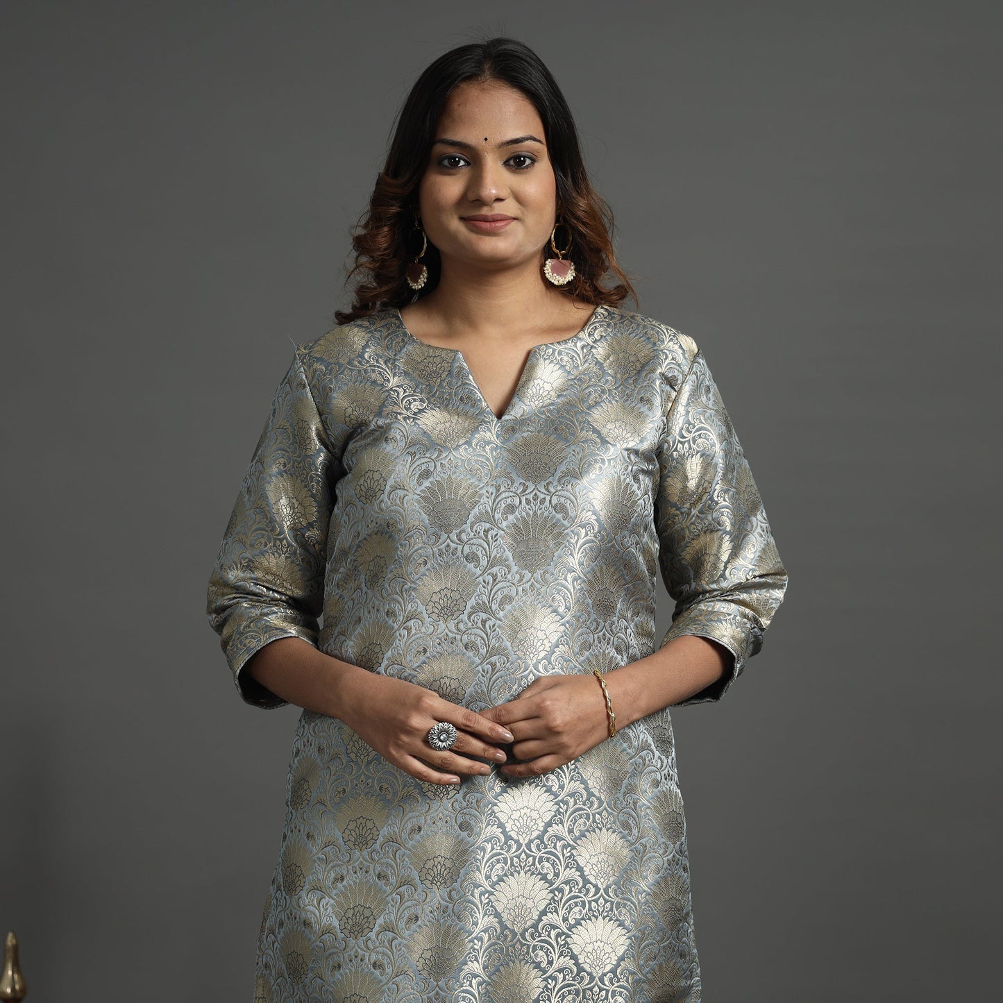 Elegant Banarasi Brocade Silk Kurta with Pant Set