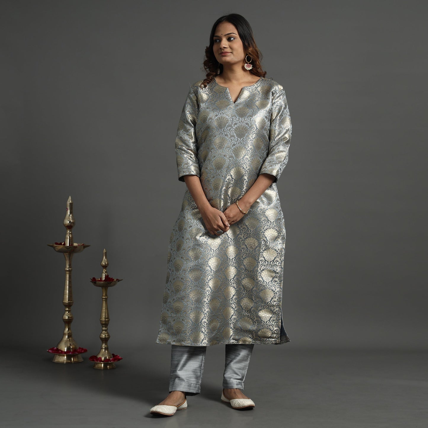 Elegant Banarasi Brocade Silk Kurta with Pant Set