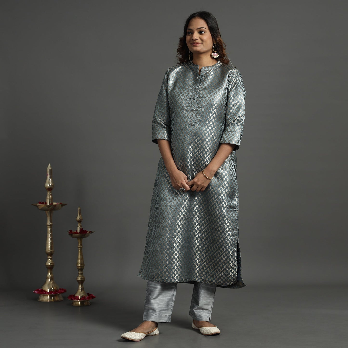 Elegant Banarasi Brocade Silk Kurta with Pant Set