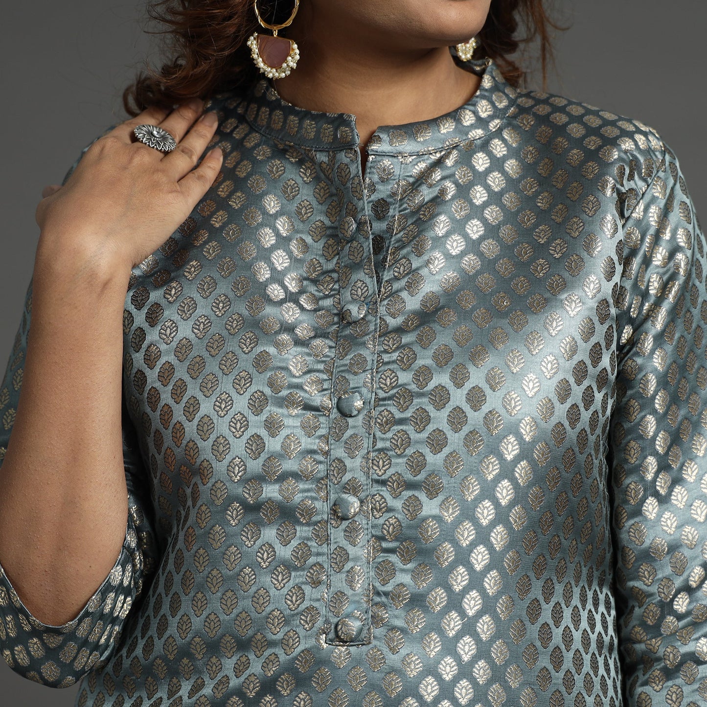 Elegant Banarasi Brocade Silk Kurta with Pant Set