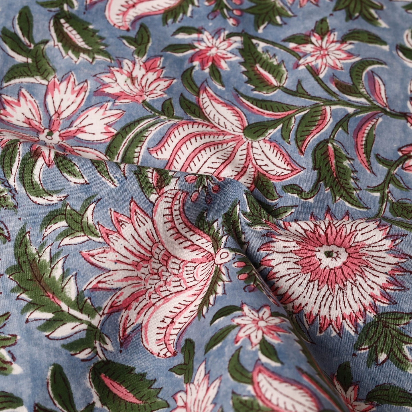 Grey Floral Block Print Cotton Hand Embroidery Table Napkin
