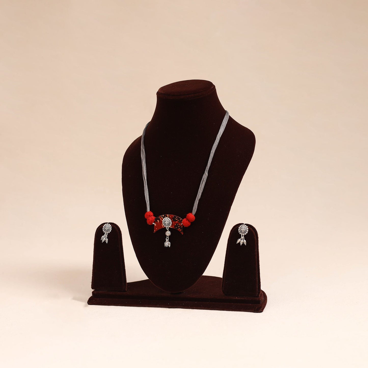 Grey - german silver fabart necklace set 16 - handcrafted