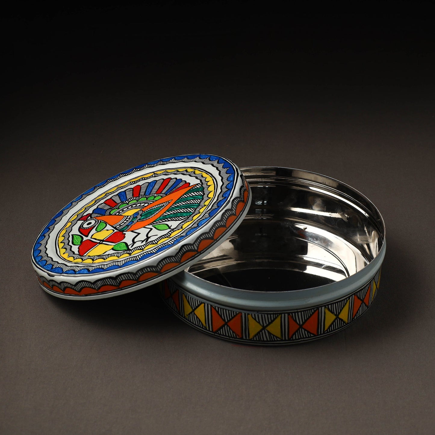 Godna Madhubani Handpainted Stainless Steel Casserole