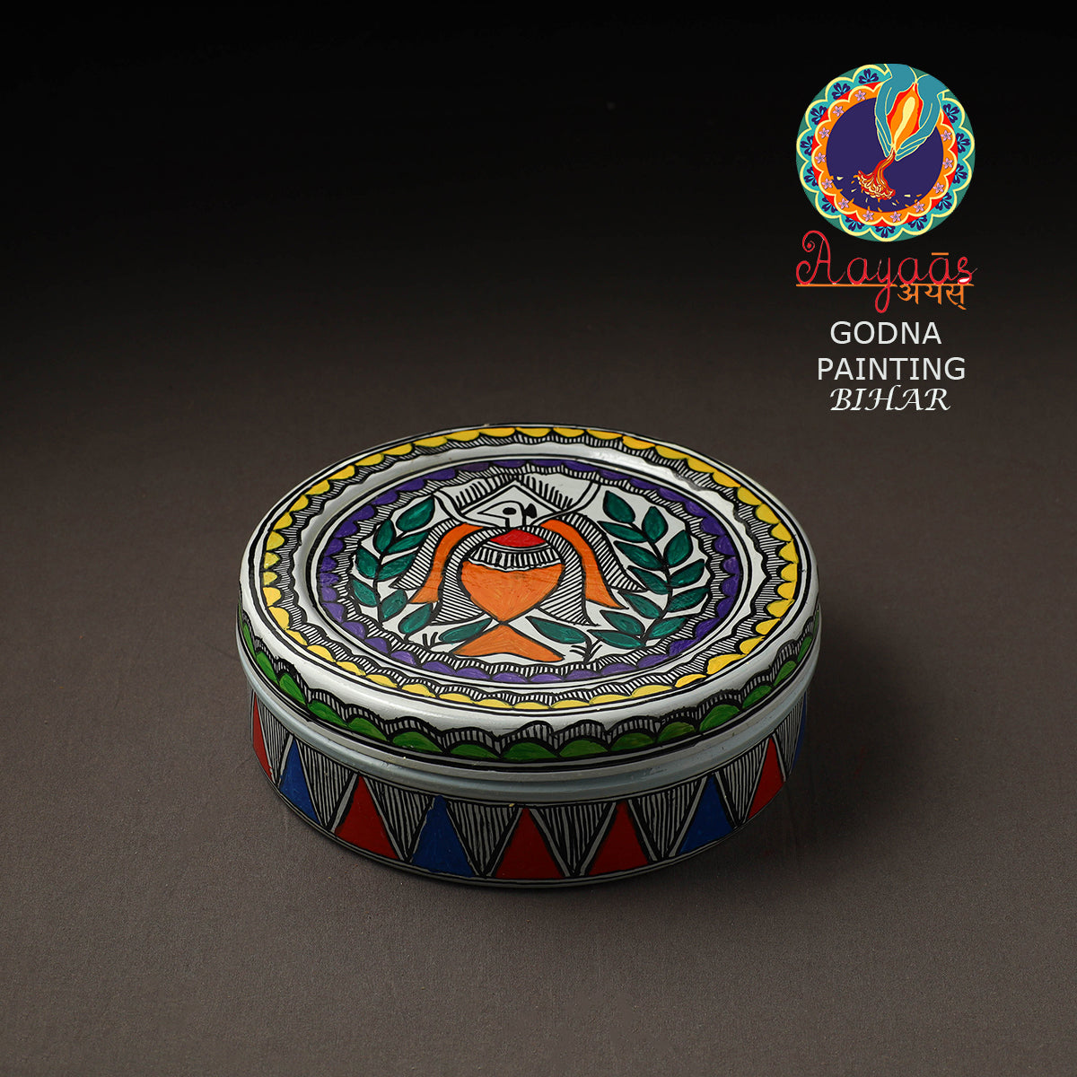 Godna Madhubani Handpainted Stainless Steel Casserole