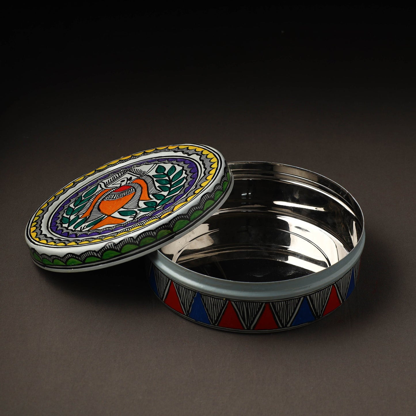 Godna Madhubani Handpainted Stainless Steel Casserole