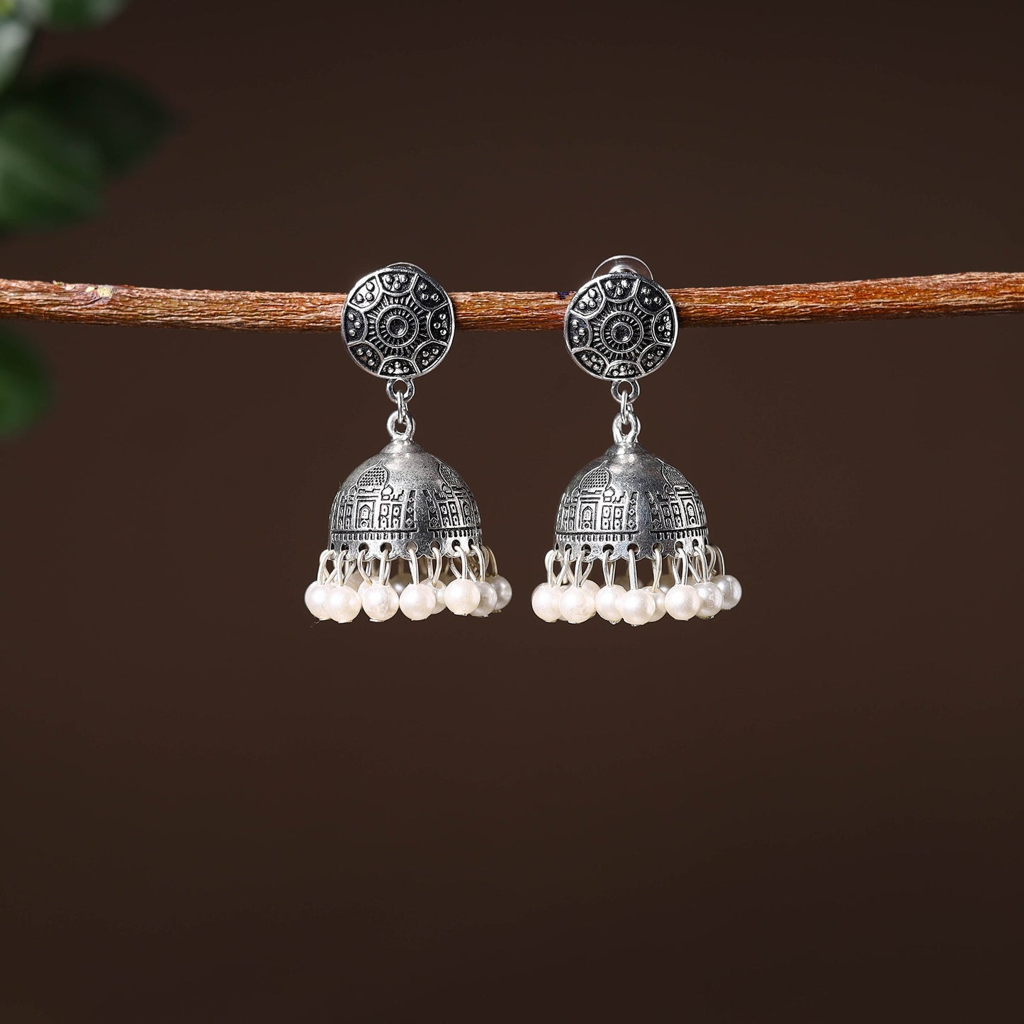Grey - gulnar handcrafted gs beaded jhumki earrings