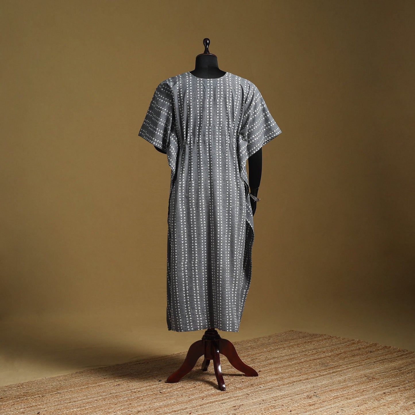 Hand akola long kaftan with tie-up waist 13 - handcrafted