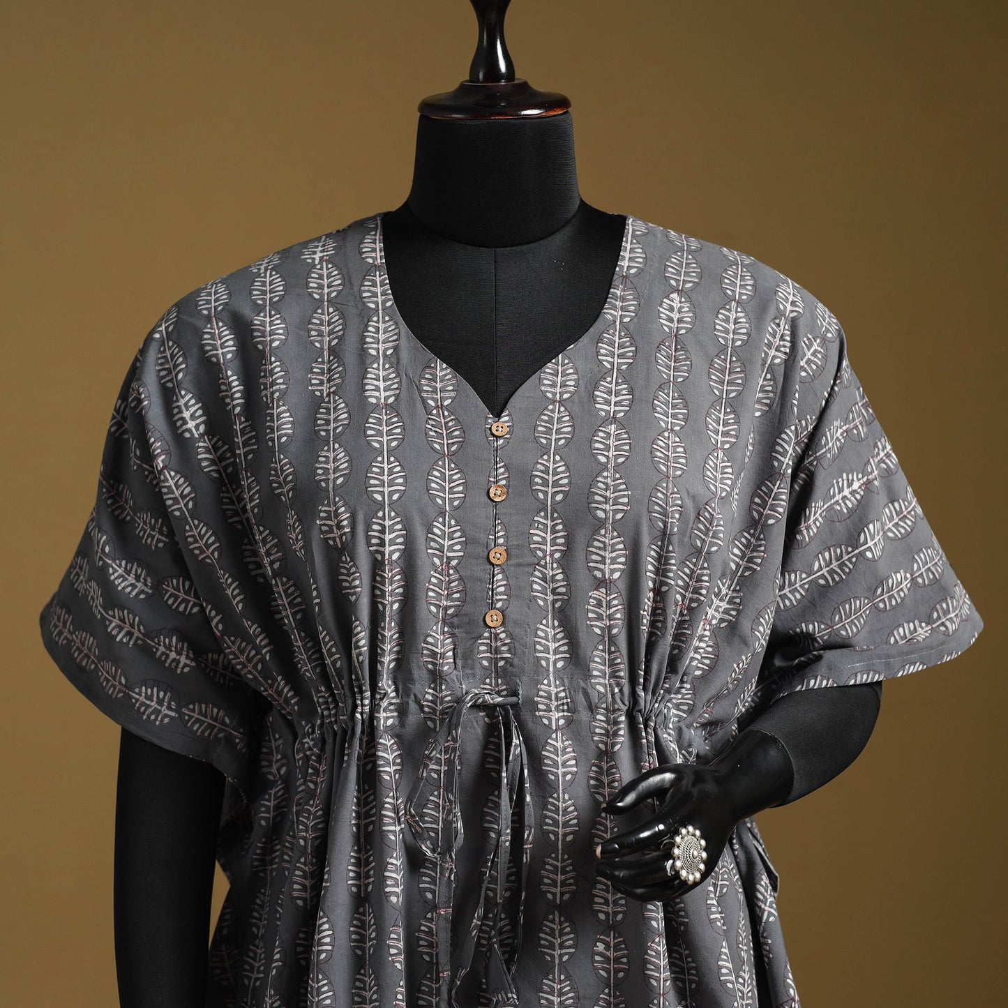 Hand akola short kaftan with tie-up waist 36 - handcrafted
