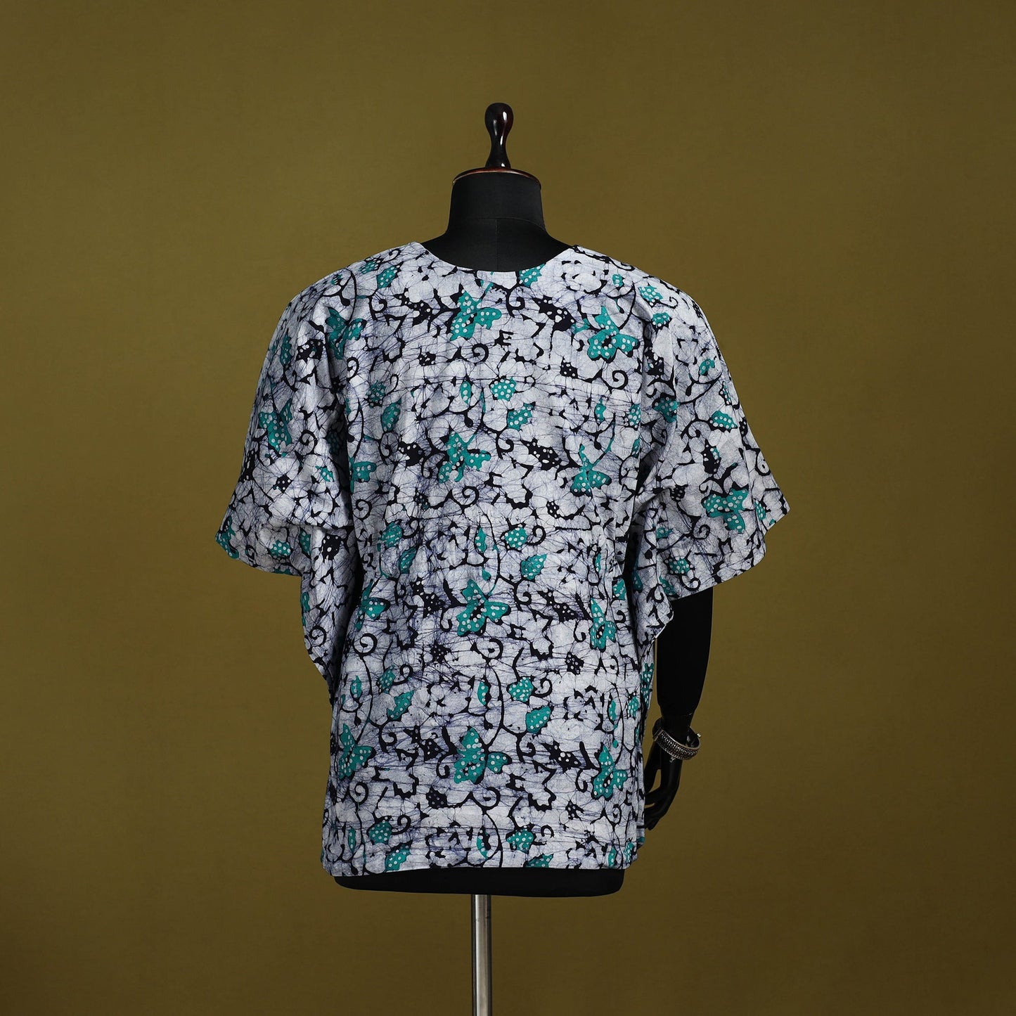 Hand batik cotton short kaftan 01 - handcrafted