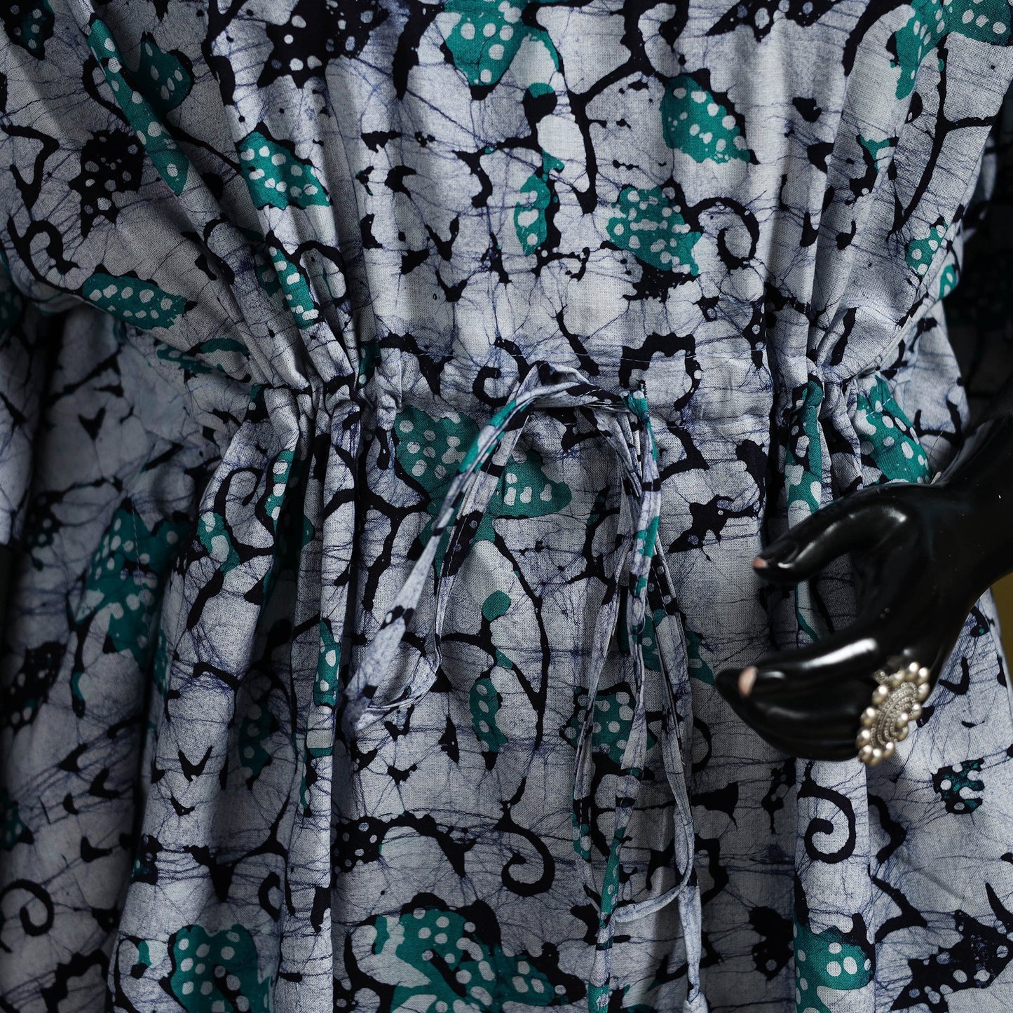 Hand batik cotton short kaftan 01 - handcrafted