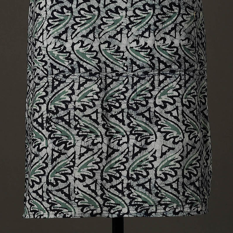 Grey Hand Batik Printed Cotton Apron with Pocket