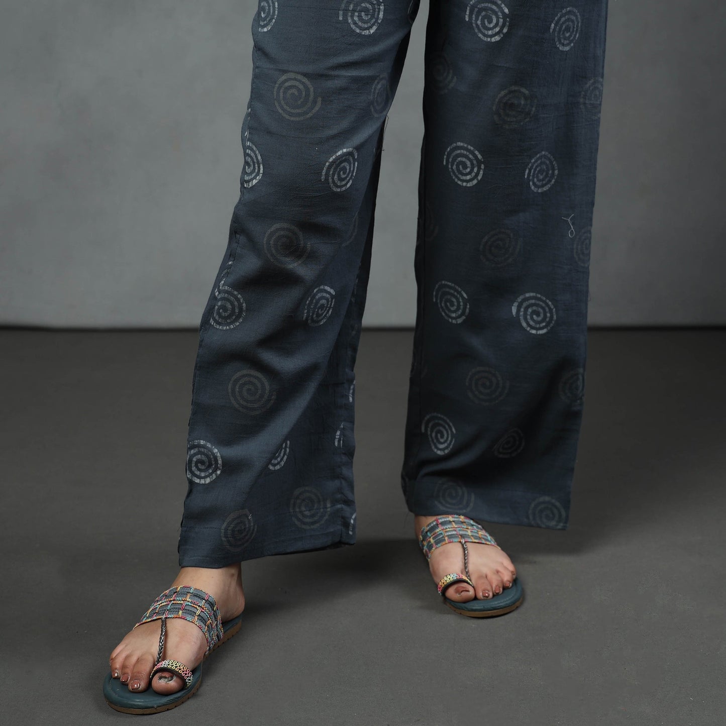 Hand Batik Printed Cotton Kurta with Palazzo & Dupatta Set