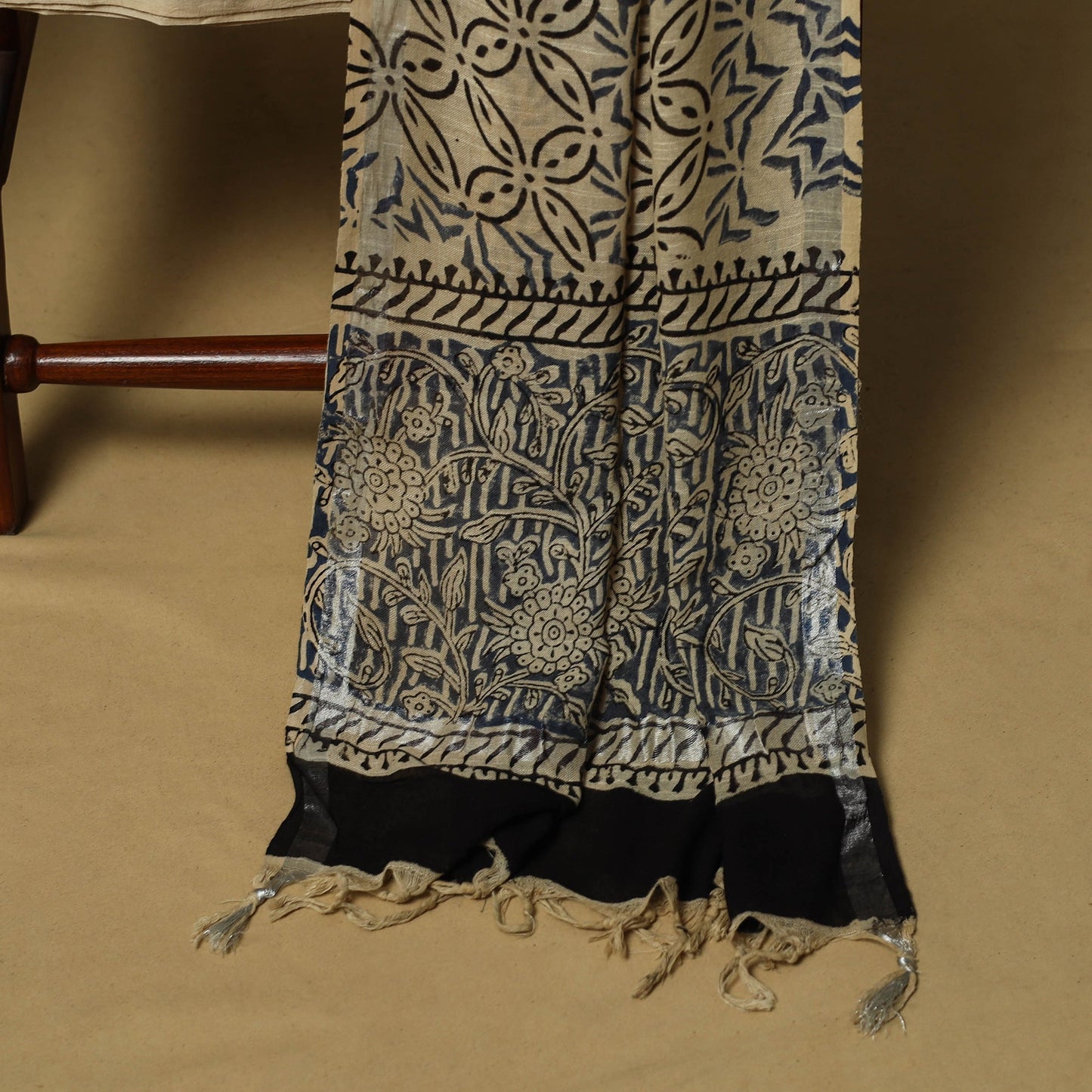 Hand bagru linen 3pc unstitched dress material 18