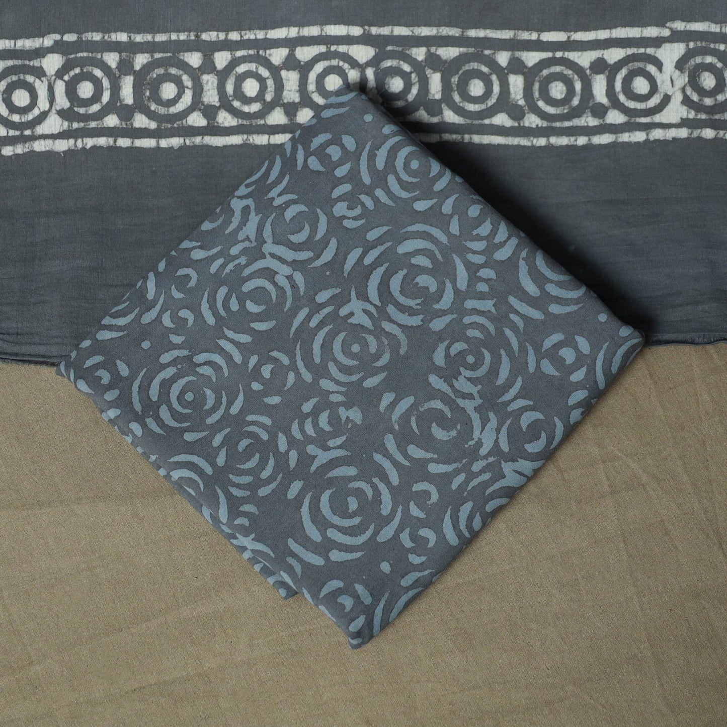 Hand block batik print cotton 3pc unstitched dress material