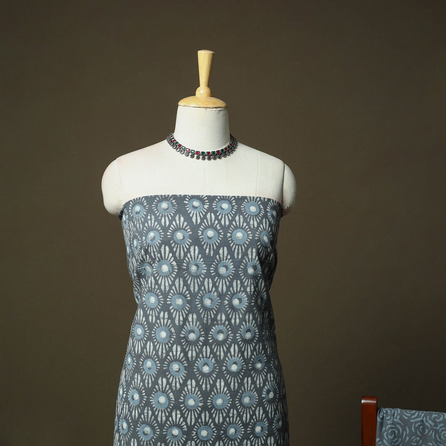 Hand block batik print cotton 3pc unstitched dress material